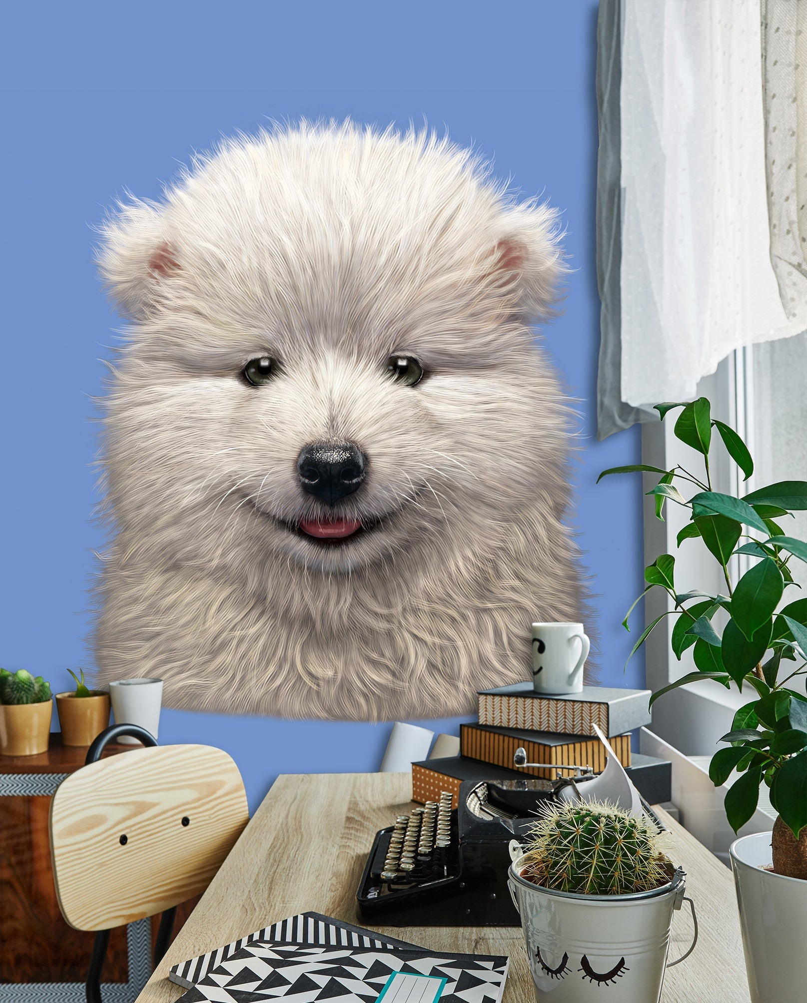 3D White Dog 1544 Wall Murals Exclusive Designer Vincent Wallpaper AJ Wallpaper
