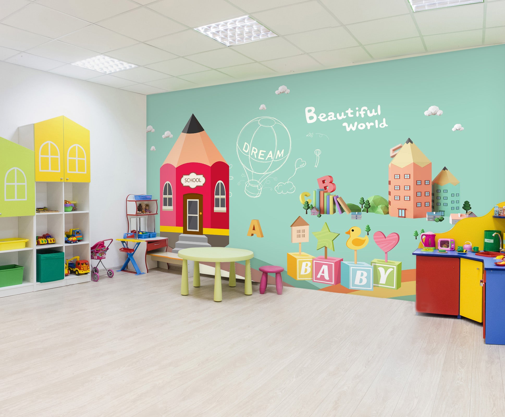 3D Cartoon Pencil House 277 Wall Murals