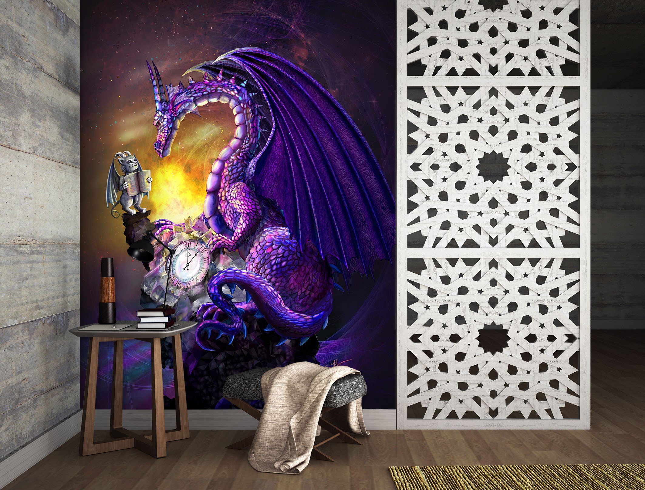 3D Cave Dragon 1421 Rose Catherine Khan Wall Mural Wall Murals