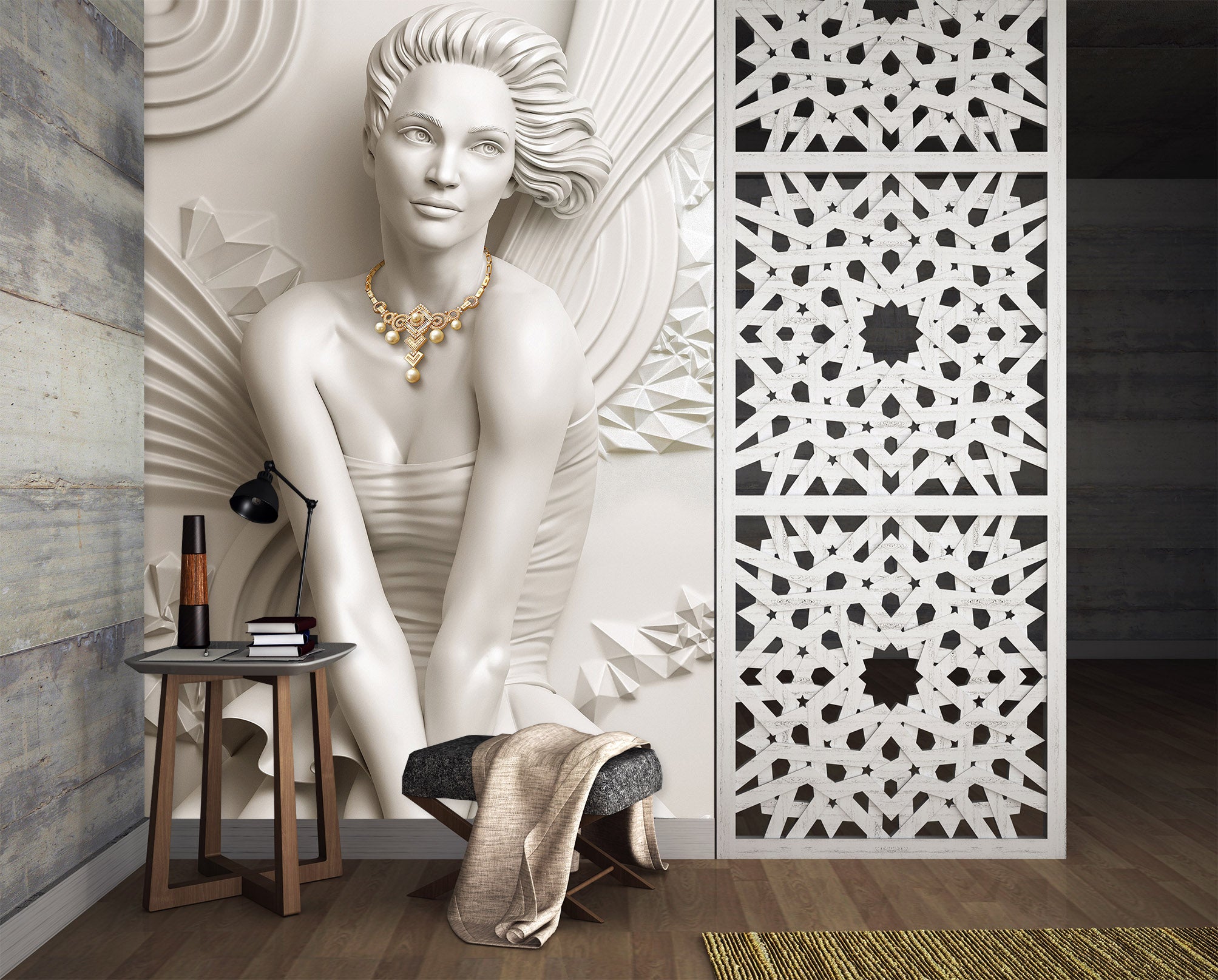 3D Carving Girl 2097 Wall Murals