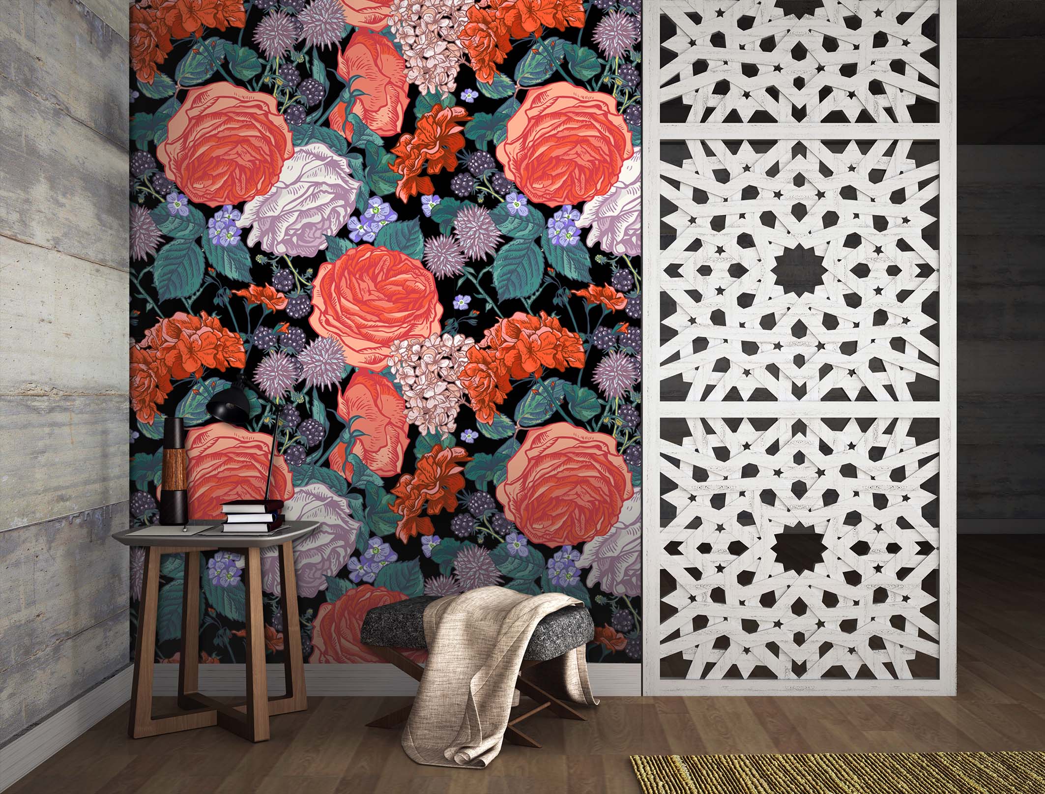 3D Red Peony Flower 54 Wall Murals