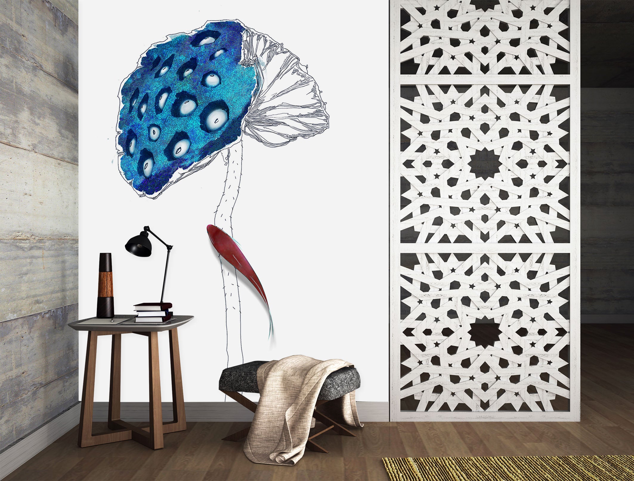 3D Blue Lotus 1818 Wall Murals