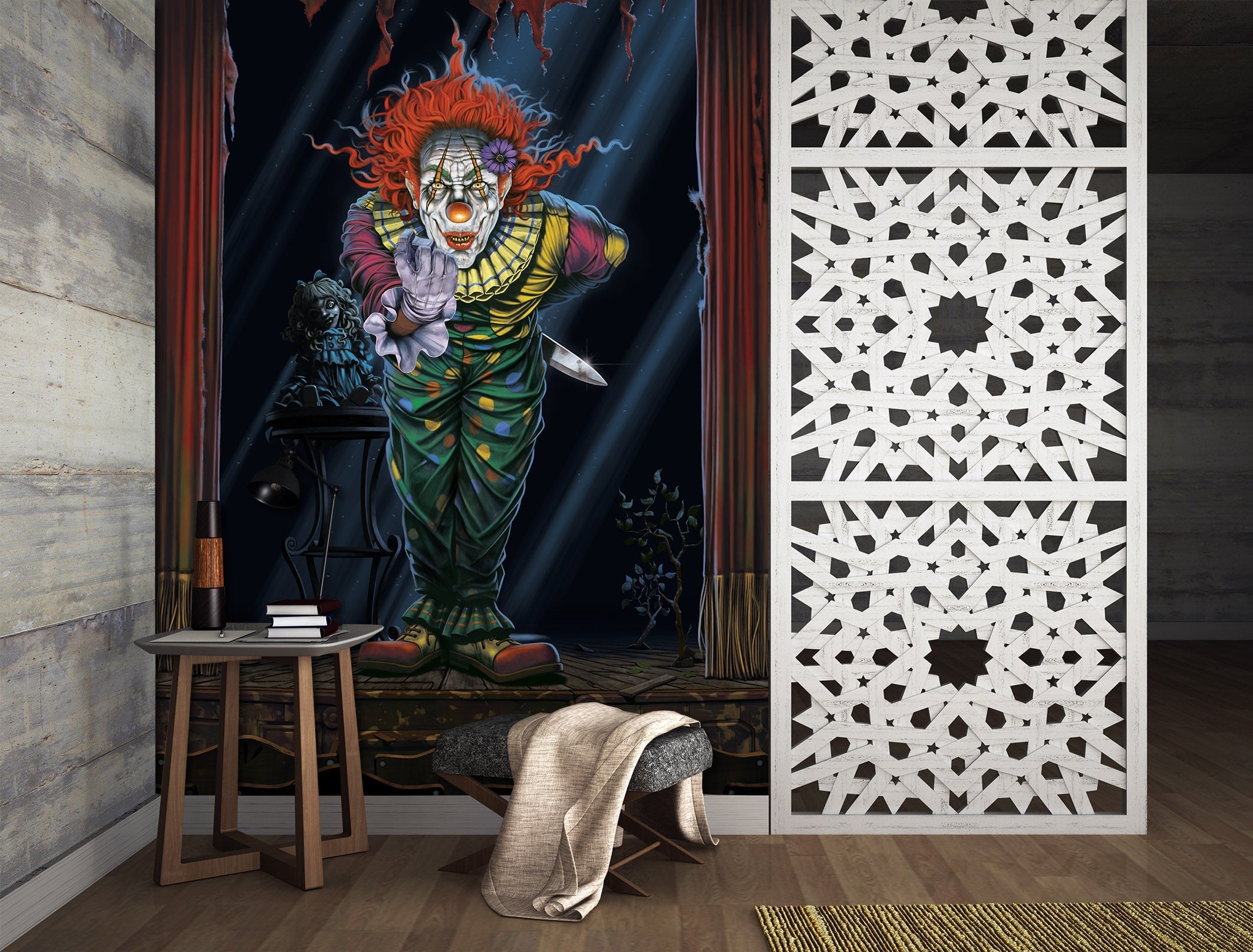 3D Surprise Clown 1555 Wall Murals Exclusive Designer Vincent Wallpaper AJ Wallpaper