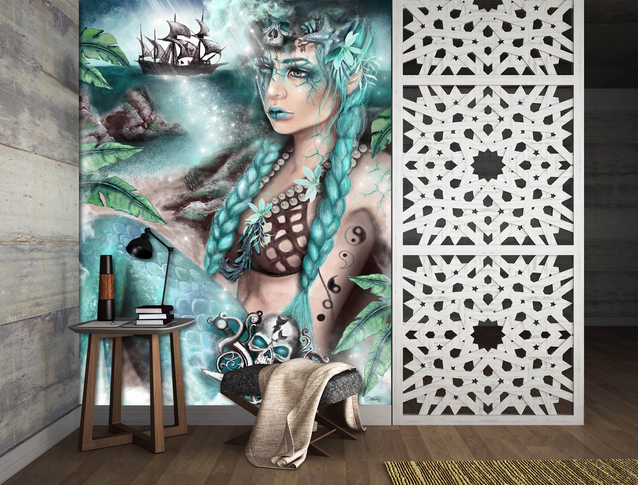 3D Mermaid Woman 8446 Sheena Pike Wall Mural Wall Murals