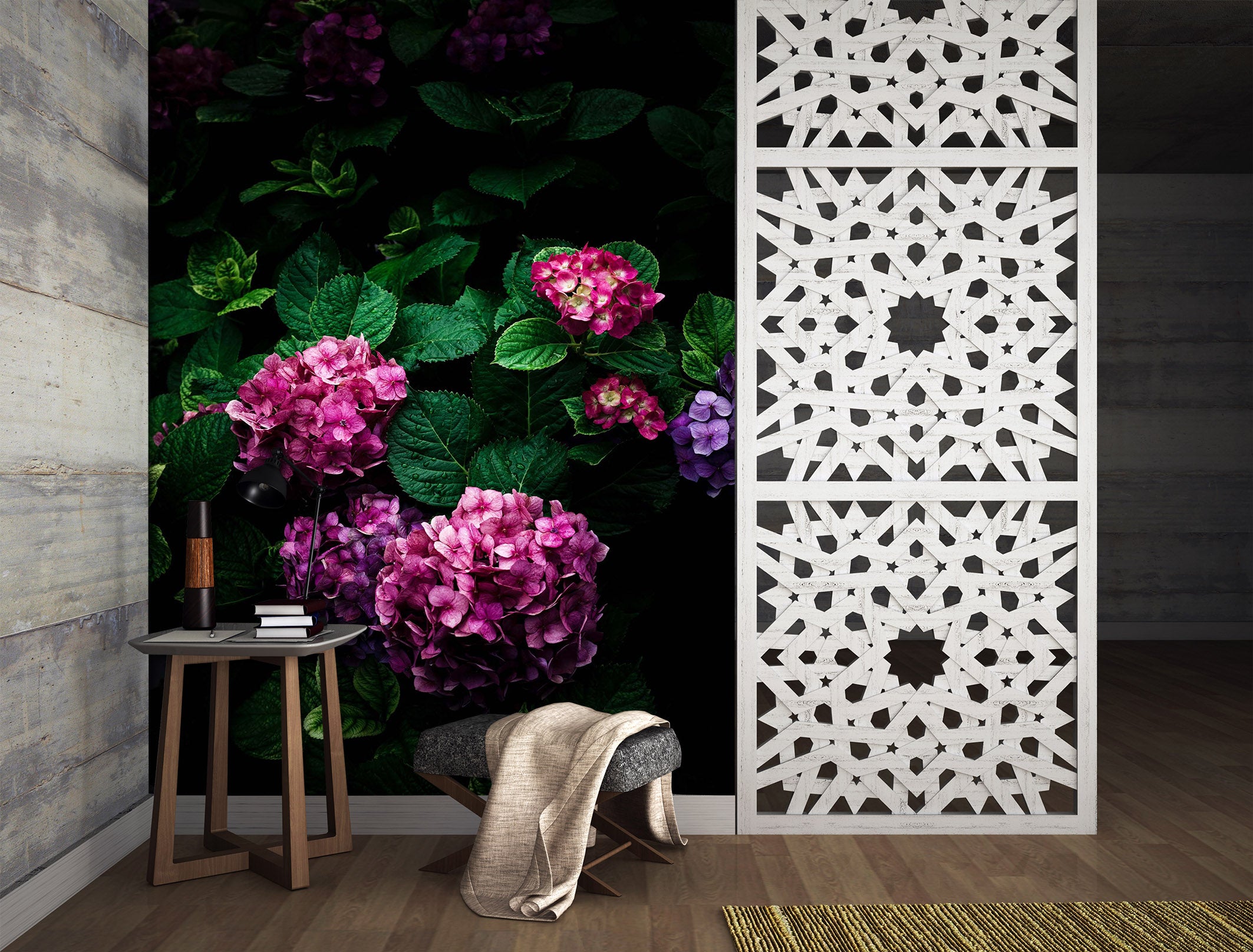 3D Pink Hydrangea 1301 Noirblanc777 Wall Mural Wall Murals