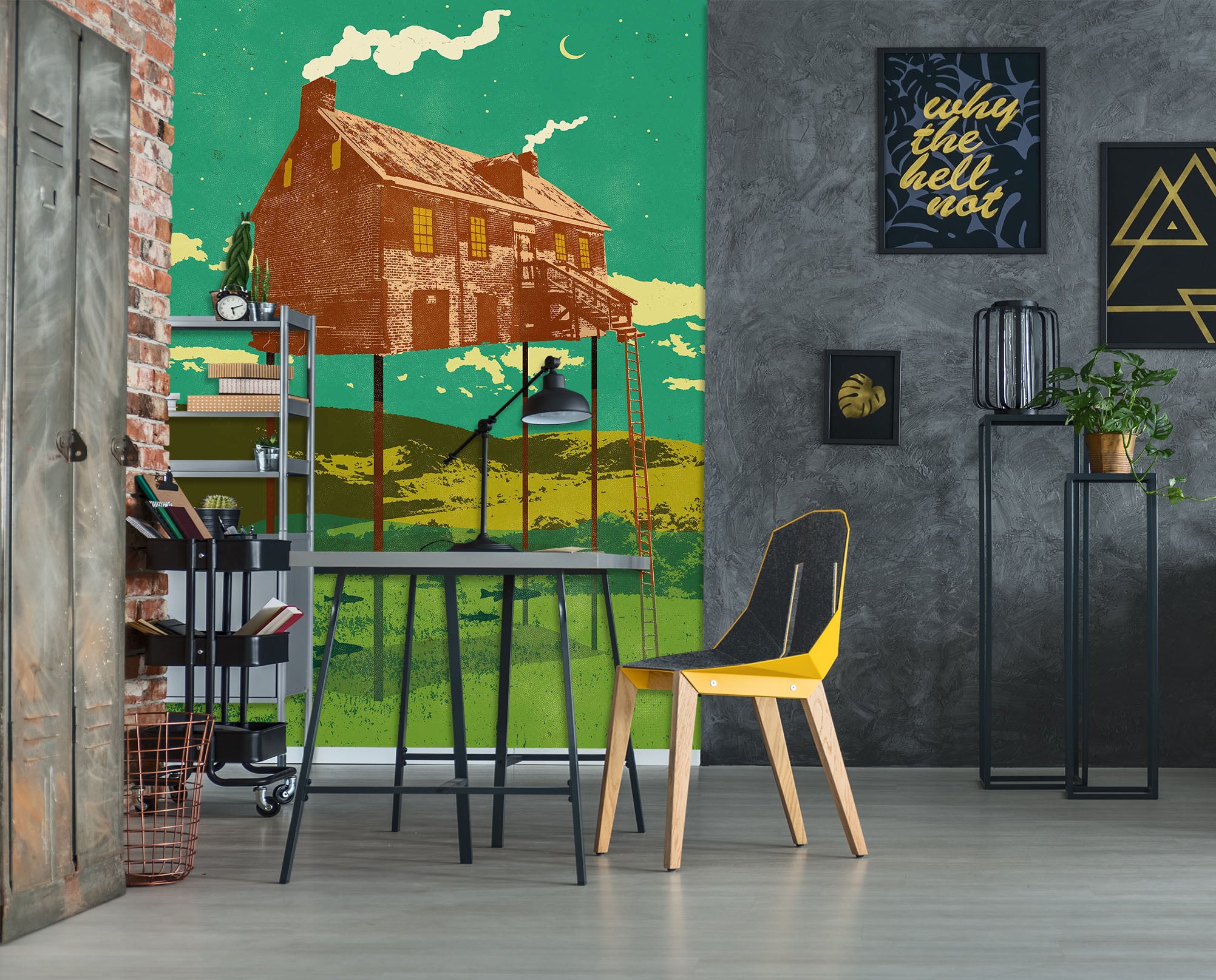 3D River House 1412 Showdeer Wall Mural Wall Murals