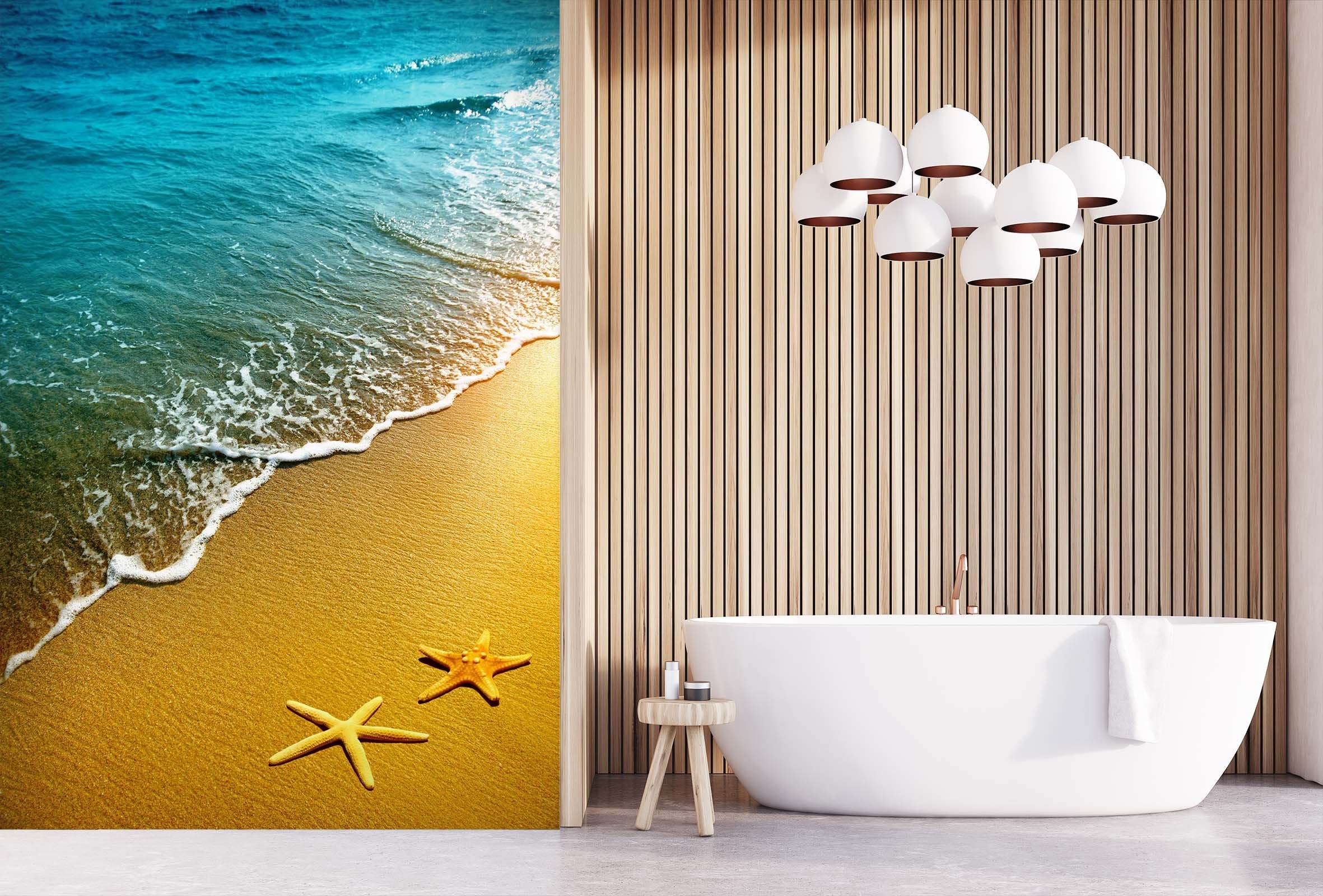 3D Beach Starfish Golden 083 Wall Murals Wallpaper AJ Wallpaper