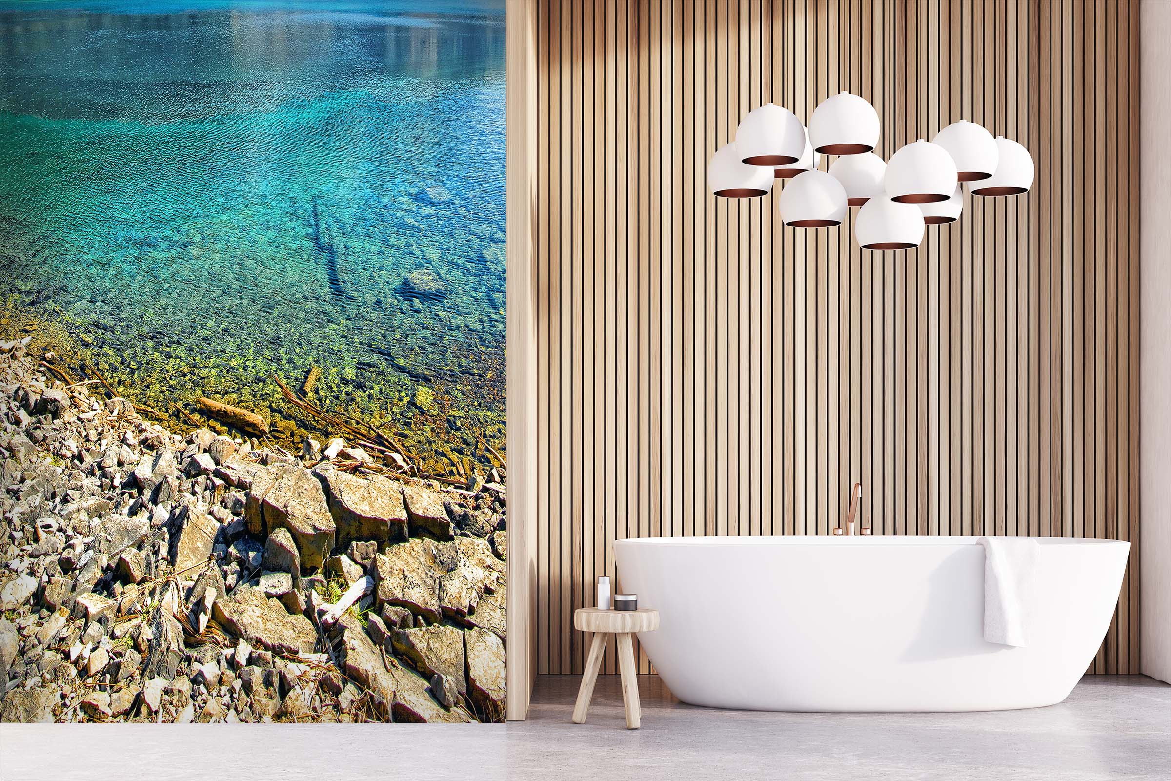3D Water Stone Blue 084 Wall Murals