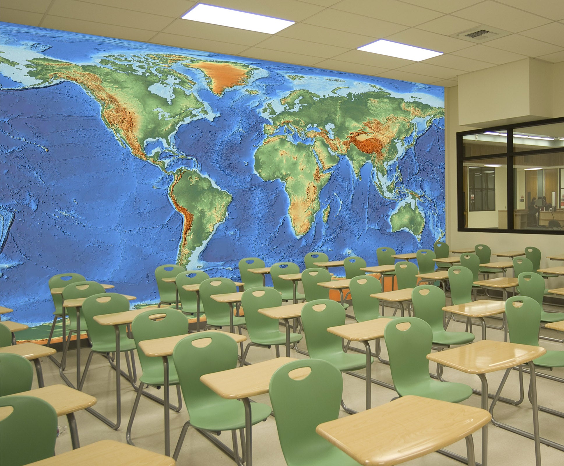 3D Oasis Building 2030 World Map Wall Murals