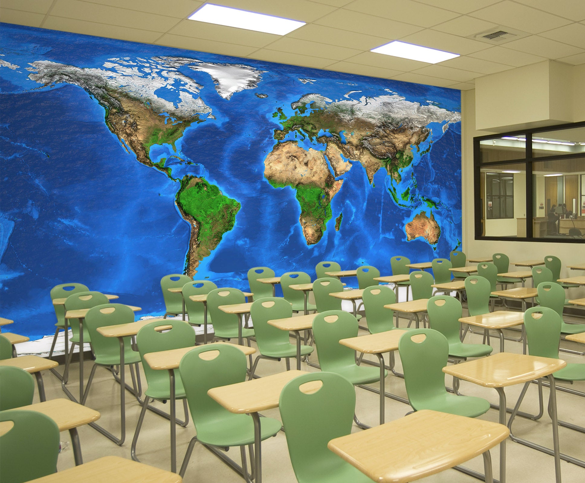 3D Green Island 2108 World Map Wall Murals