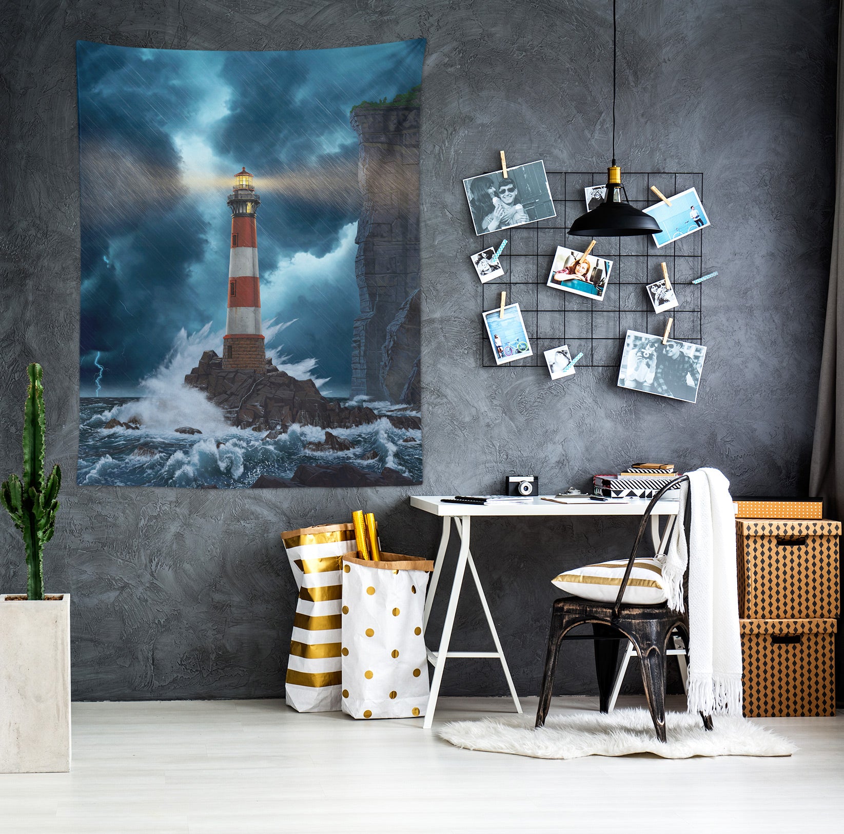 3D Wave Lighthouse 11747 Vincent Tapestry Hanging Cloth Hang