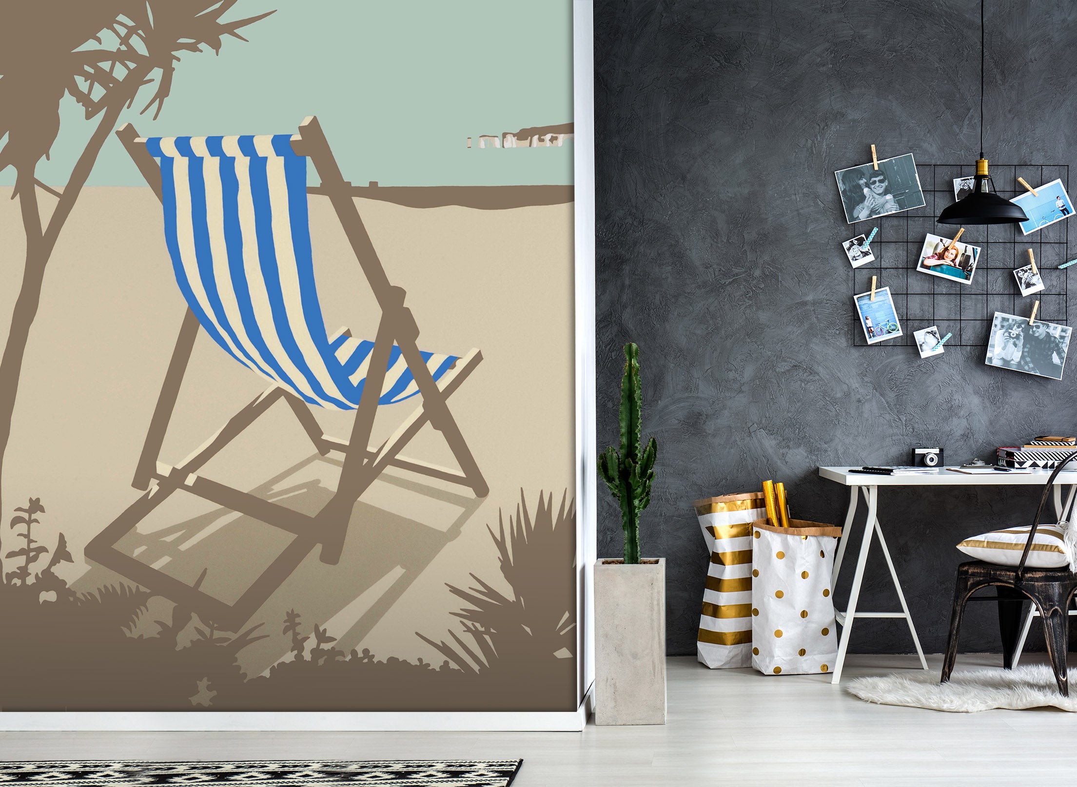 3D Bournemouth Blue Deckchair 1004 Steve Read Wall Mural Wall Murals