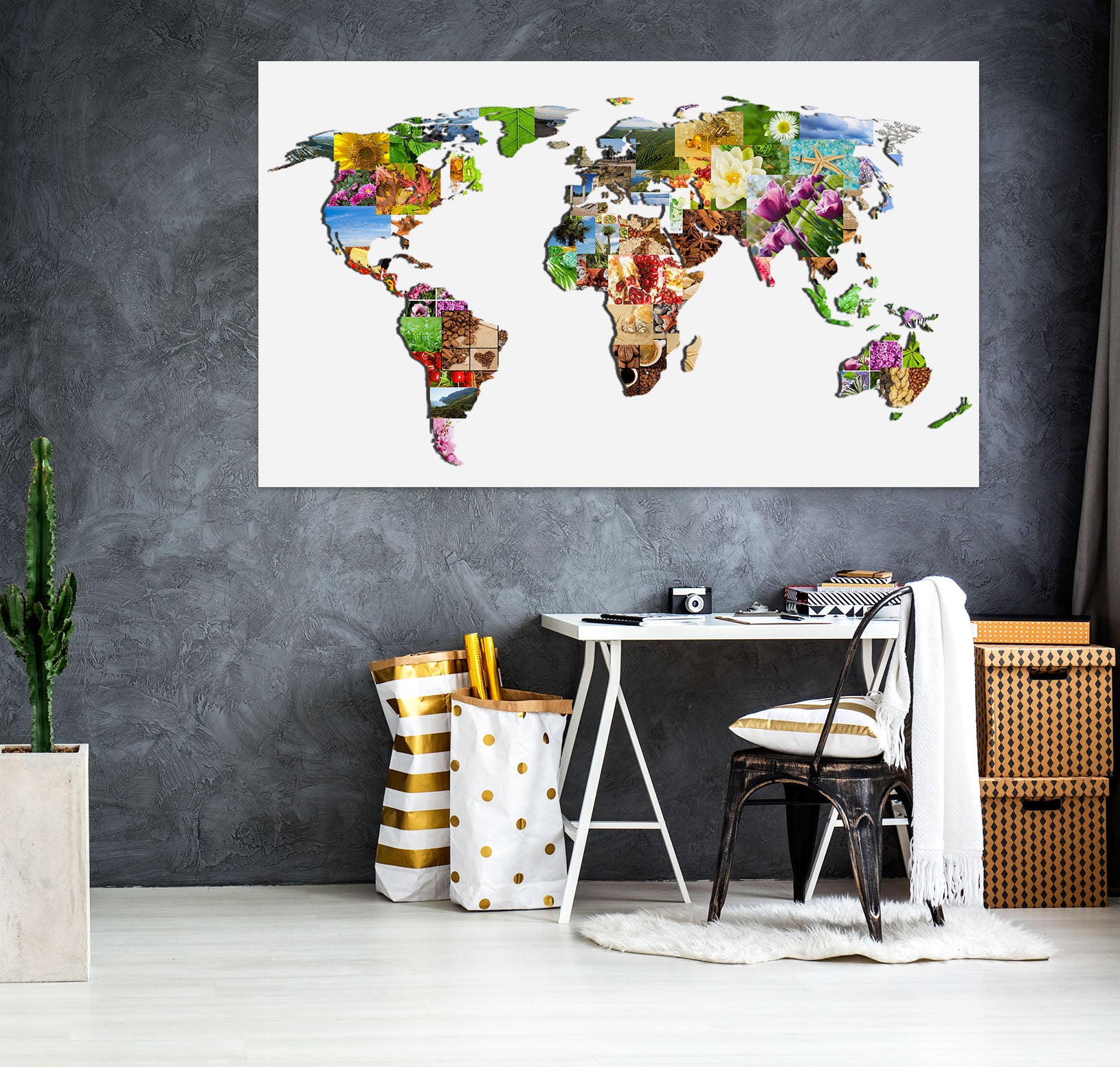3D Color Art 137 World Map Wall Sticker