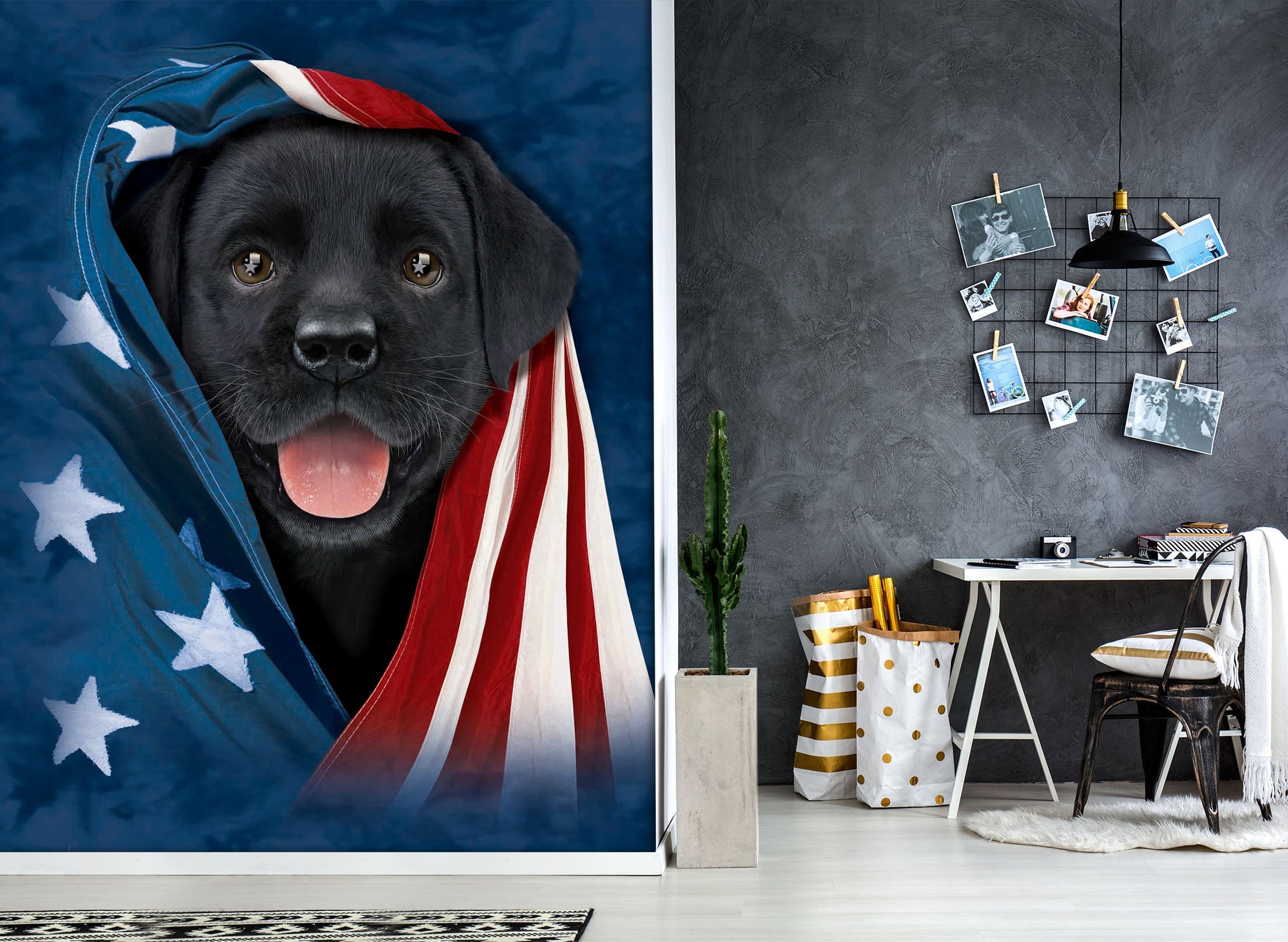 3D Dog Flag 1402 Wall Murals Exclusive Designer Vincent Wallpaper AJ Wallpaper
