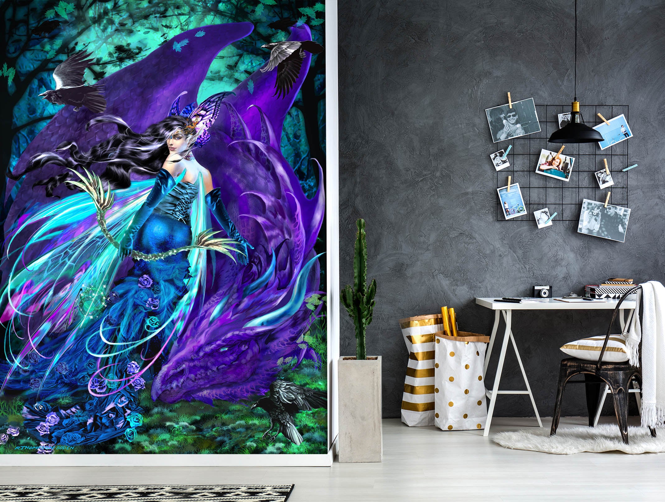 3D Purple Dragon Girl 8149 Ruth Thompson Wall Mural Wall Murals