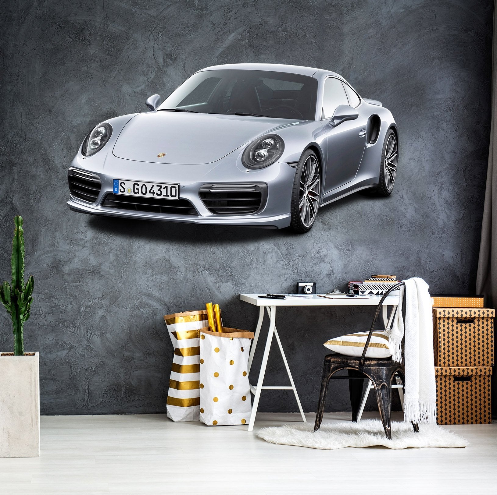 3D Sport Car Silver 0225 Vehicles Wallpaper AJ Wallpaper