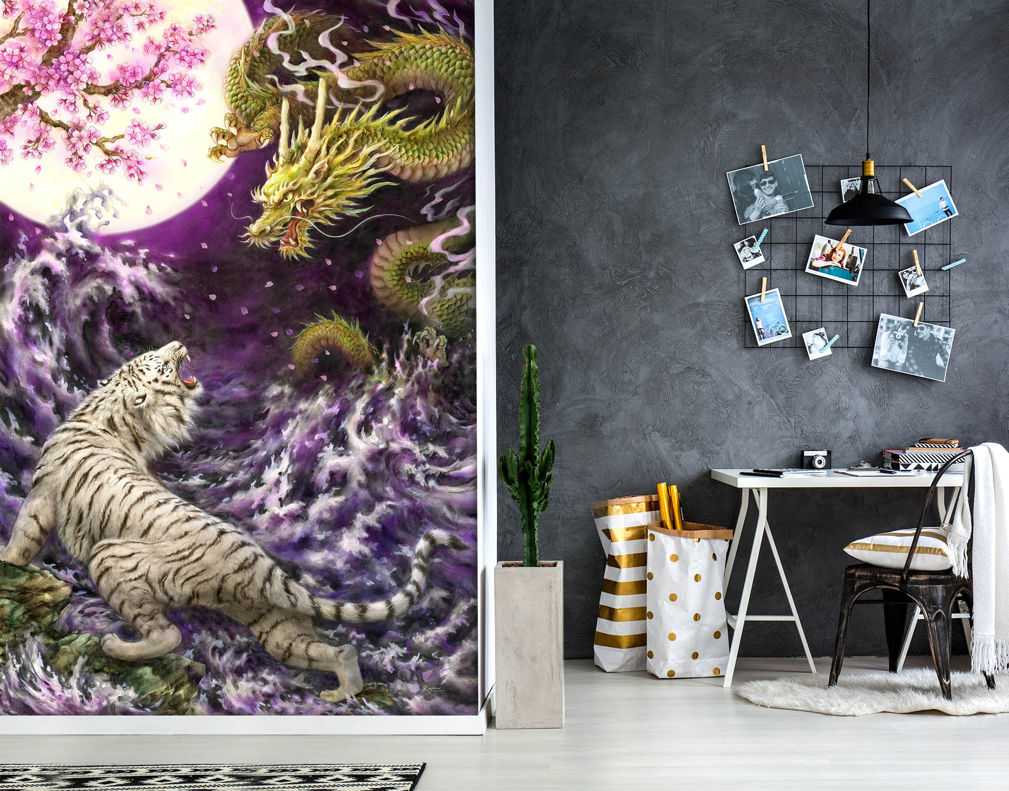 3D Tiger Dragon 5562 Kayomi Harai Wall Mural Wall Murals