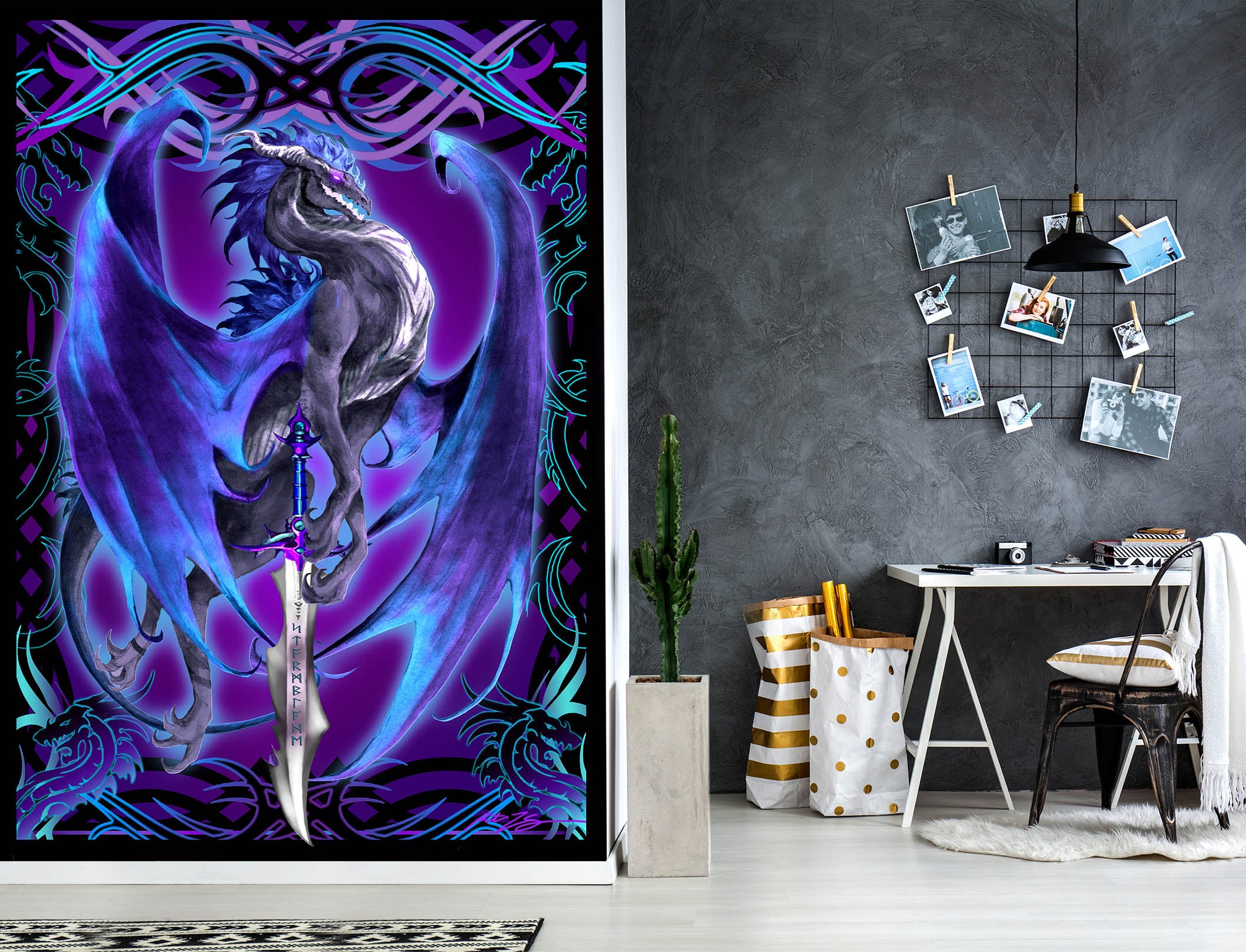 3D Purple Dragon 8142 Ruth Thompson Wall Mural Wall Murals