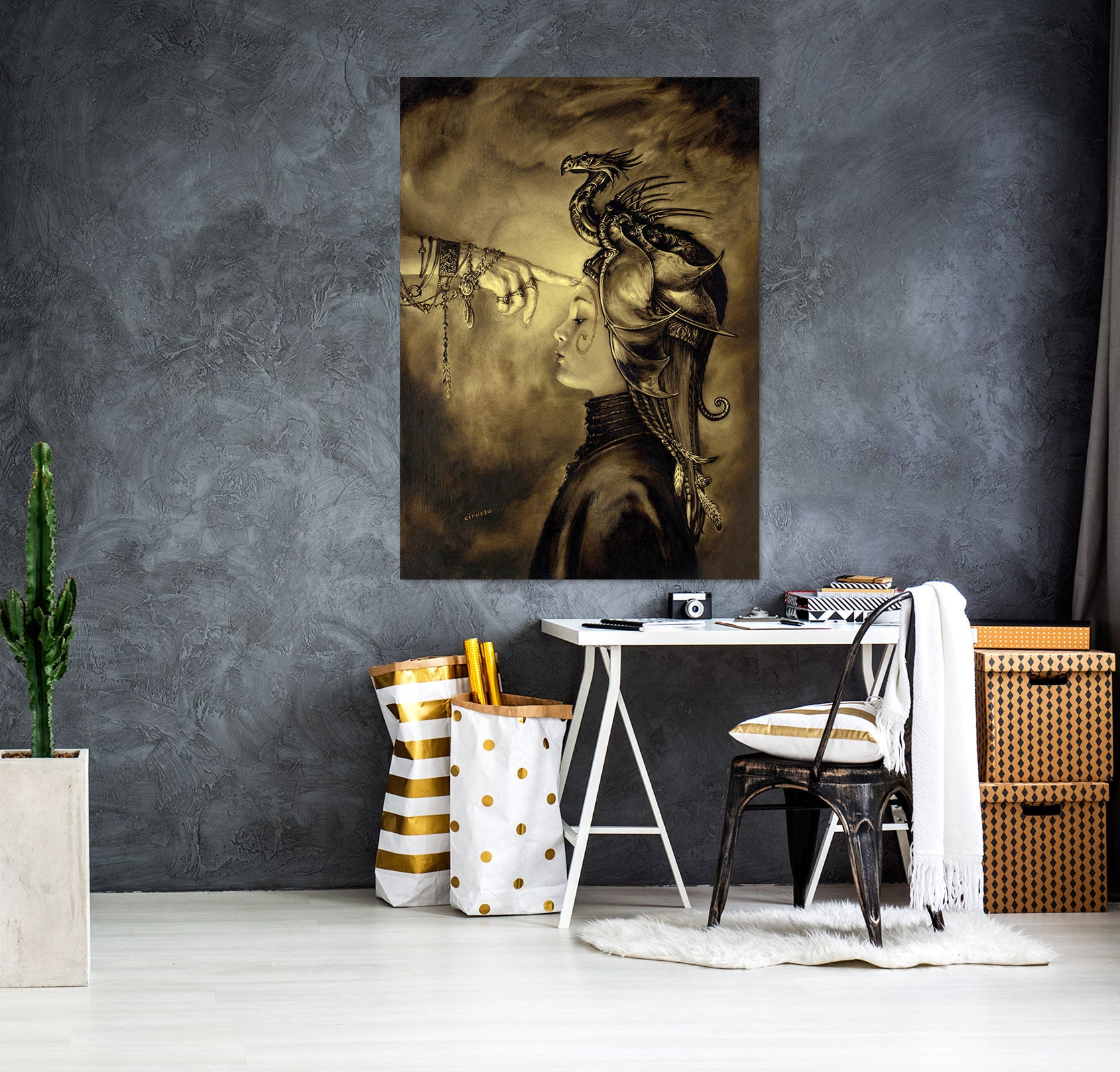 3D Finger Dragon Girl 8129 Ciruelo Wall Sticker