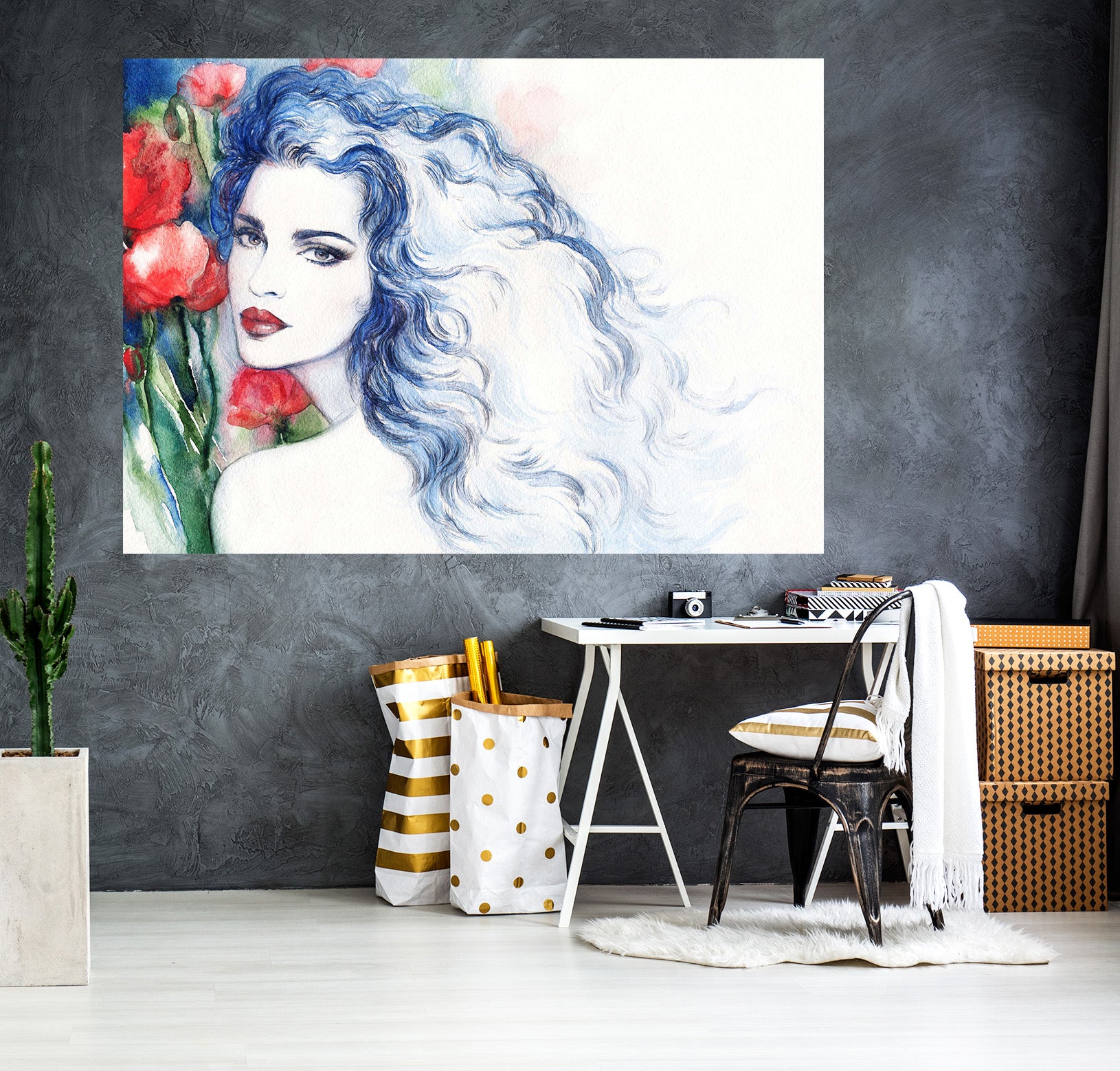 3D Safflower Woman 1049 Wall Sticker