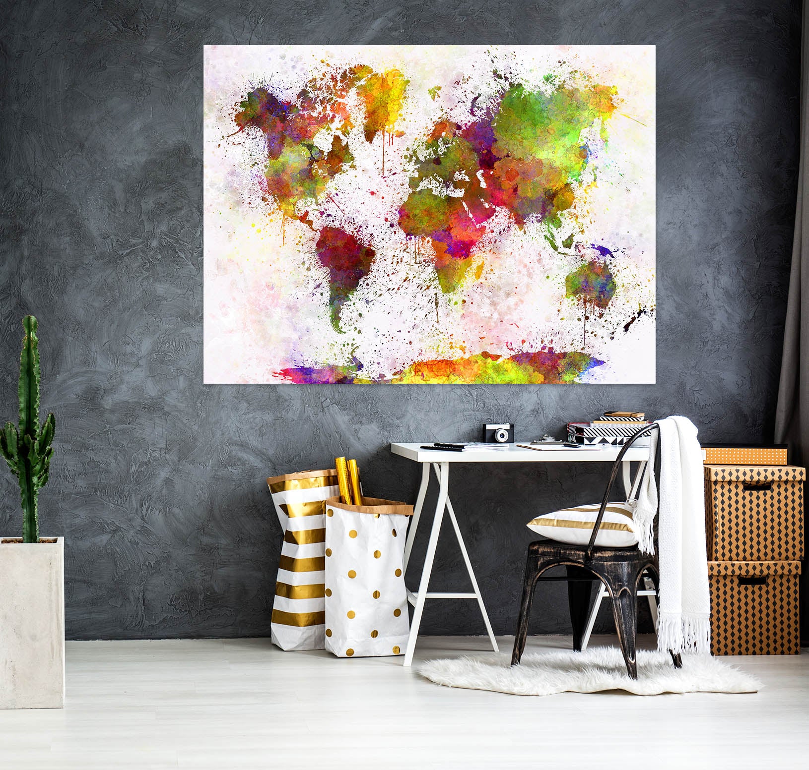 3D Color Splash 213 World Map Wall Sticker