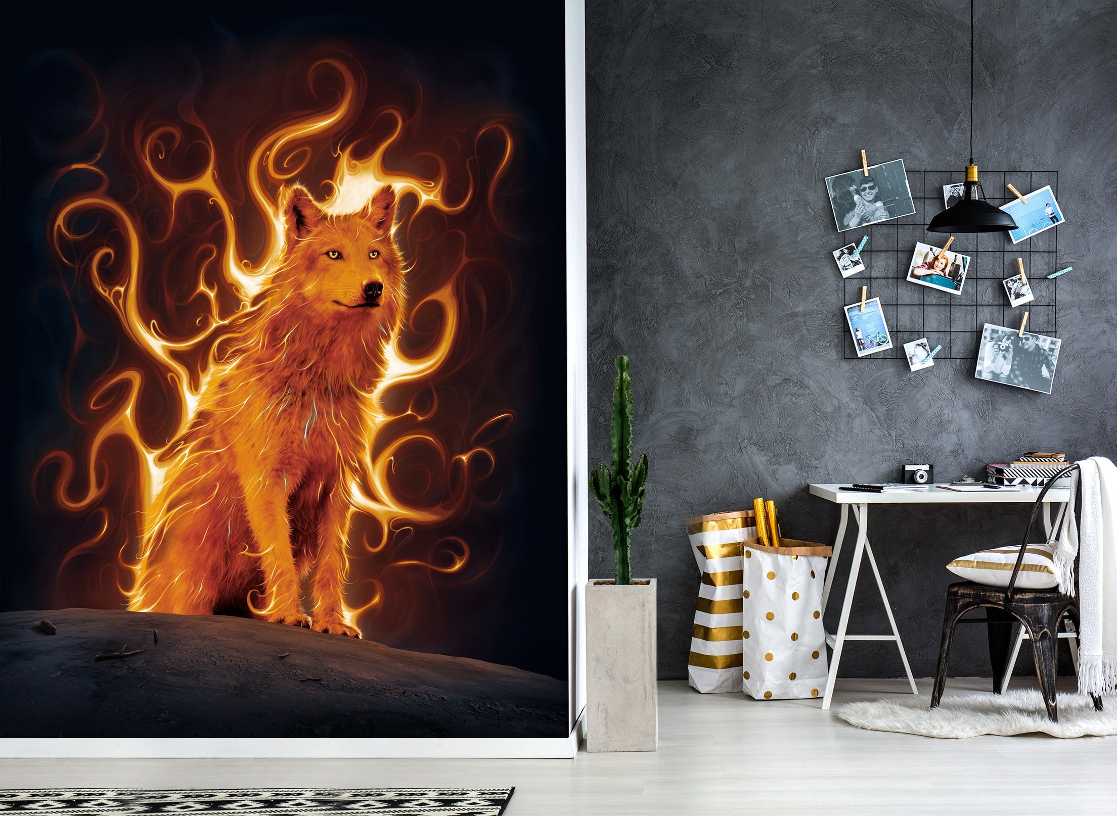 3D Phoenix Wolf Def 1538 Wall Murals Exclusive Designer Vincent Wallpaper AJ Wallpaper