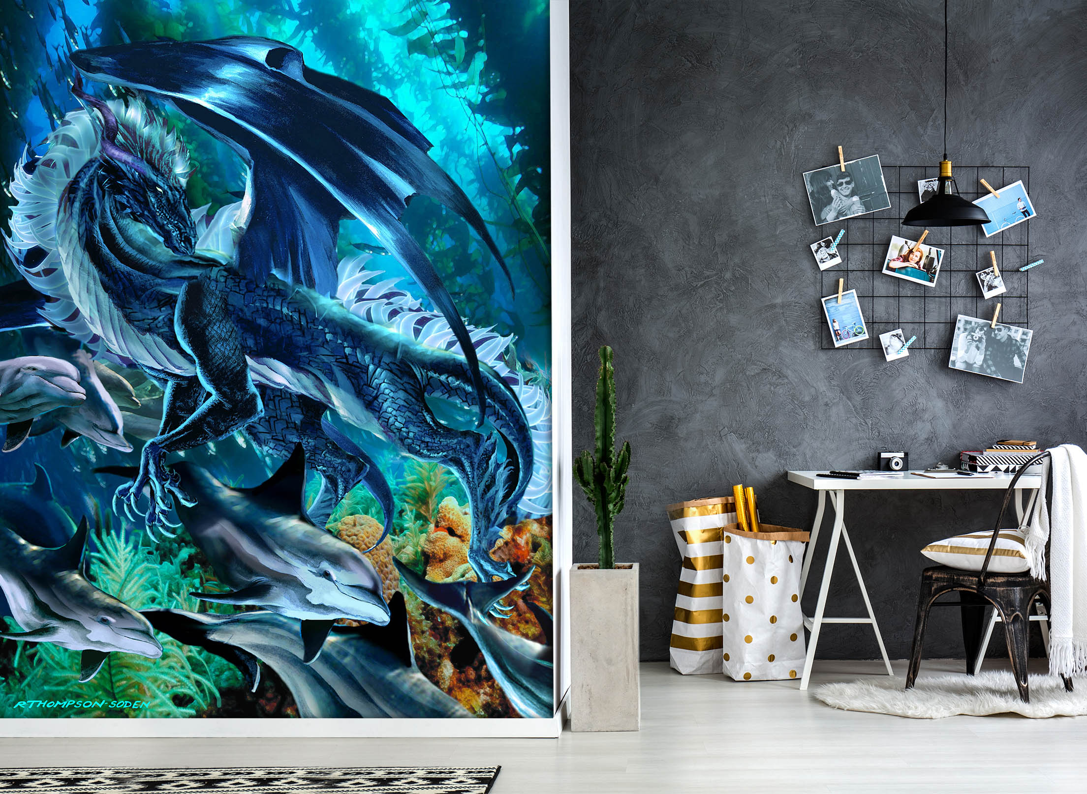 3D Blue Dragon 8126 Ruth Thompson Wall Mural Wall Murals
