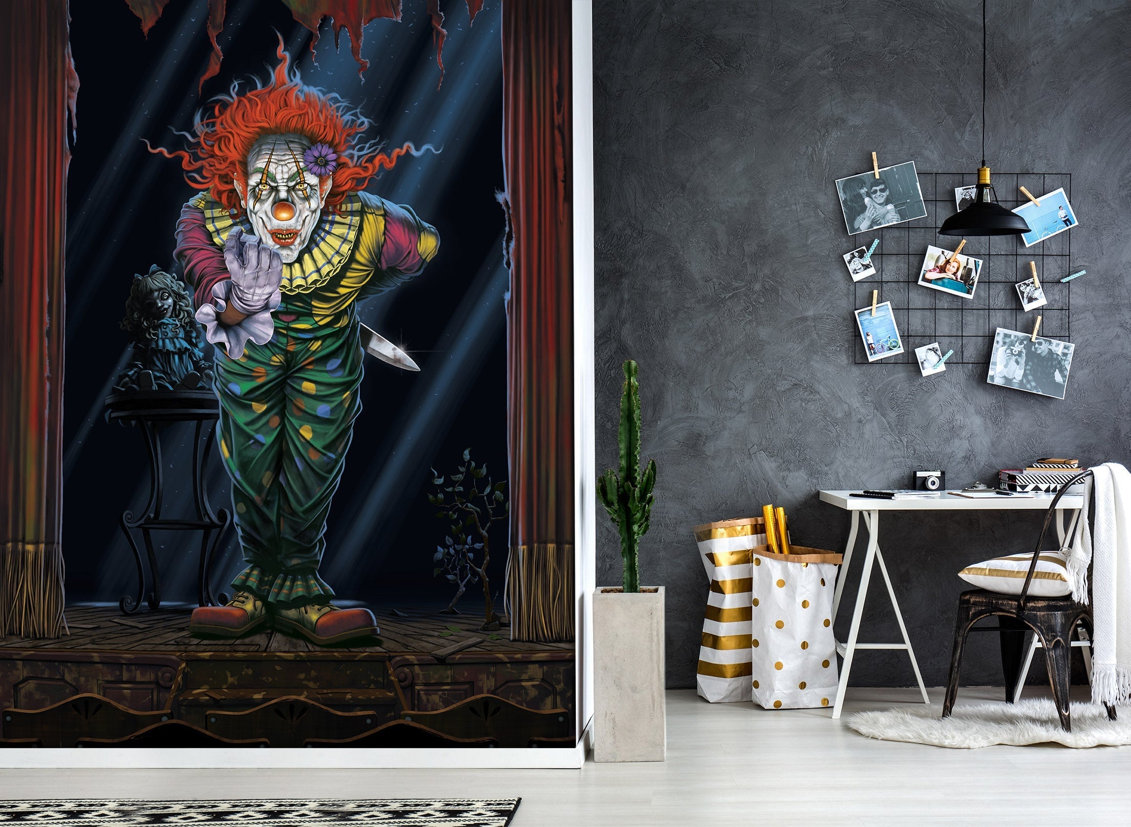 3D Surprise Clown 1555 Wall Murals Exclusive Designer Vincent Wallpaper AJ Wallpaper