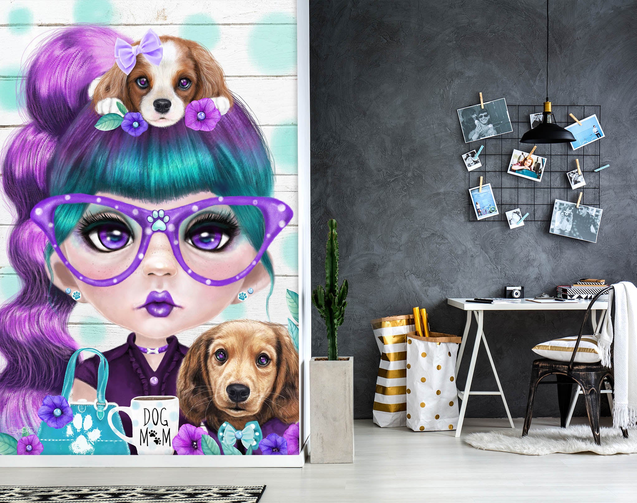 3D Cute Dog Girl 8457 Sheena Pike Wall Mural Wall Murals