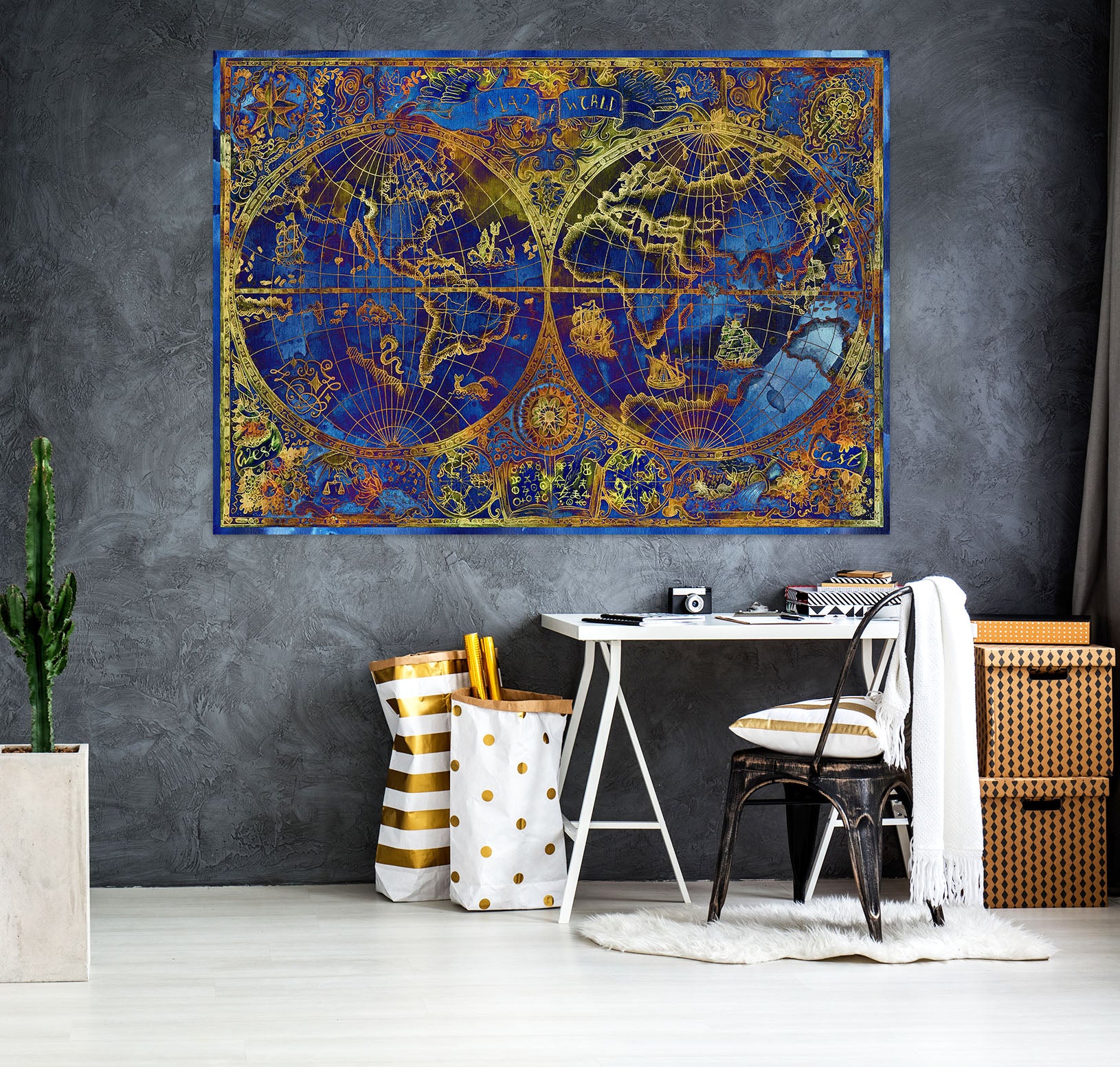 3D Deep Blue Sea 231 World Map Wall Sticker