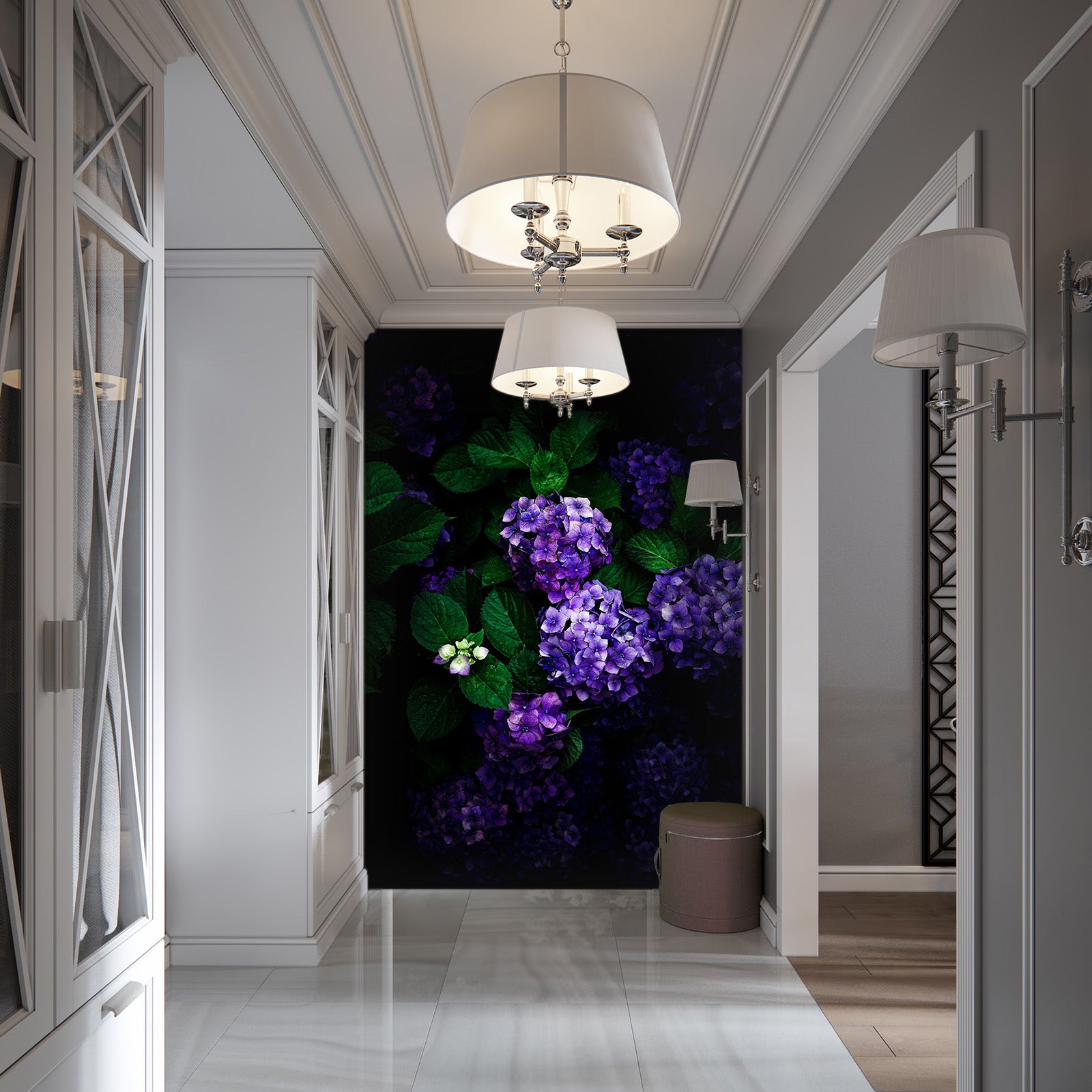 3D Purple hHydrangea 1302 Noirblanc777 Wall Mural Wall Murals