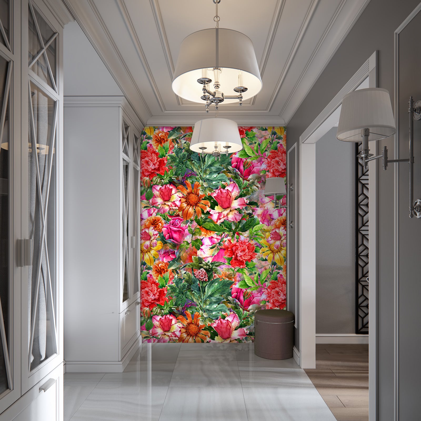 3D Red Bright Flower 52 Wall Murals