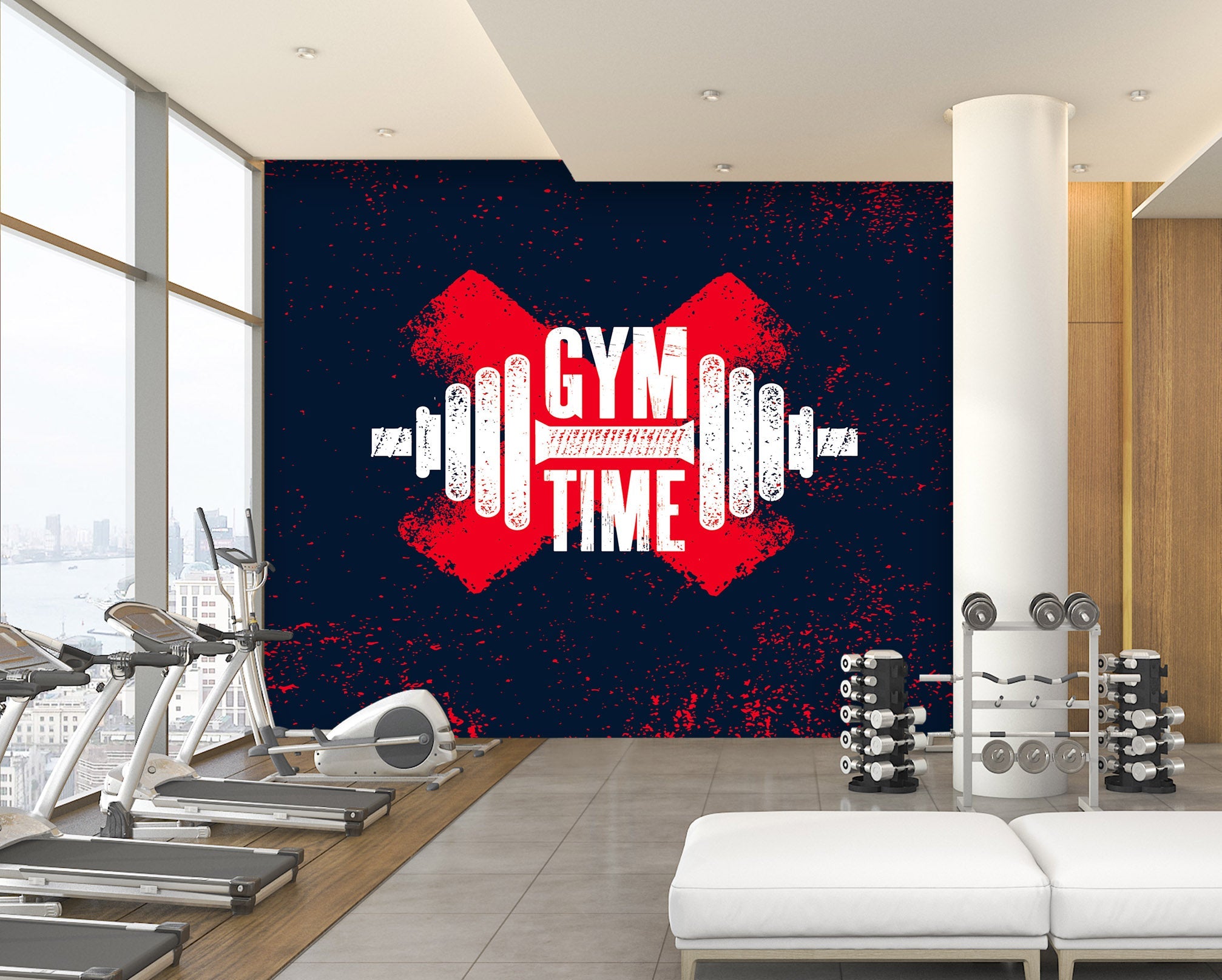 3D Dumbbell Time 100 Wall Murals Wallpaper AJ Wallpaper 2
