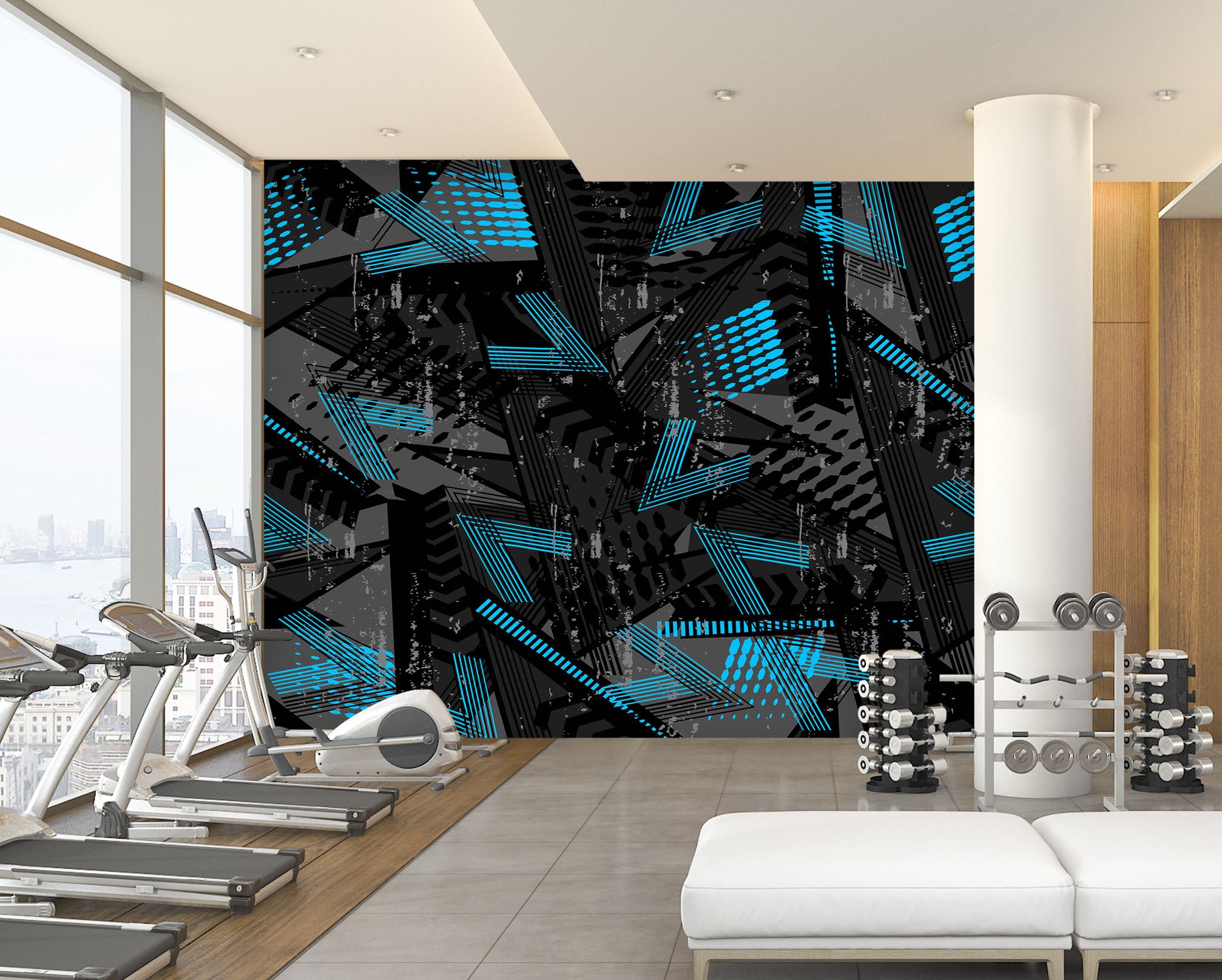 3D Blue Pattern 289 Wall Murals