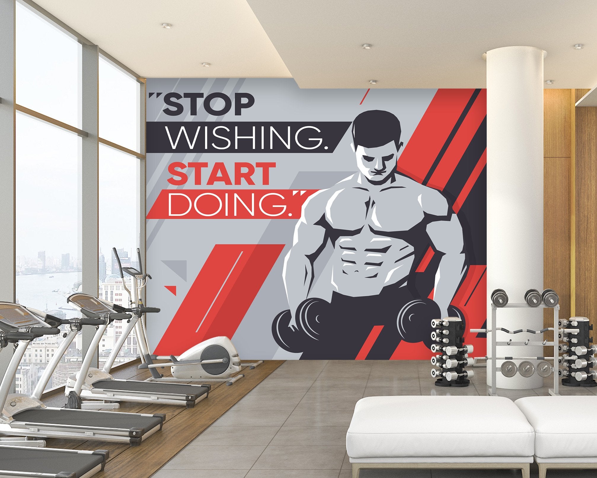 3D Abdominal Muscle Dumbbell 095 Wall Murals Wallpaper AJ Wallpaper 2