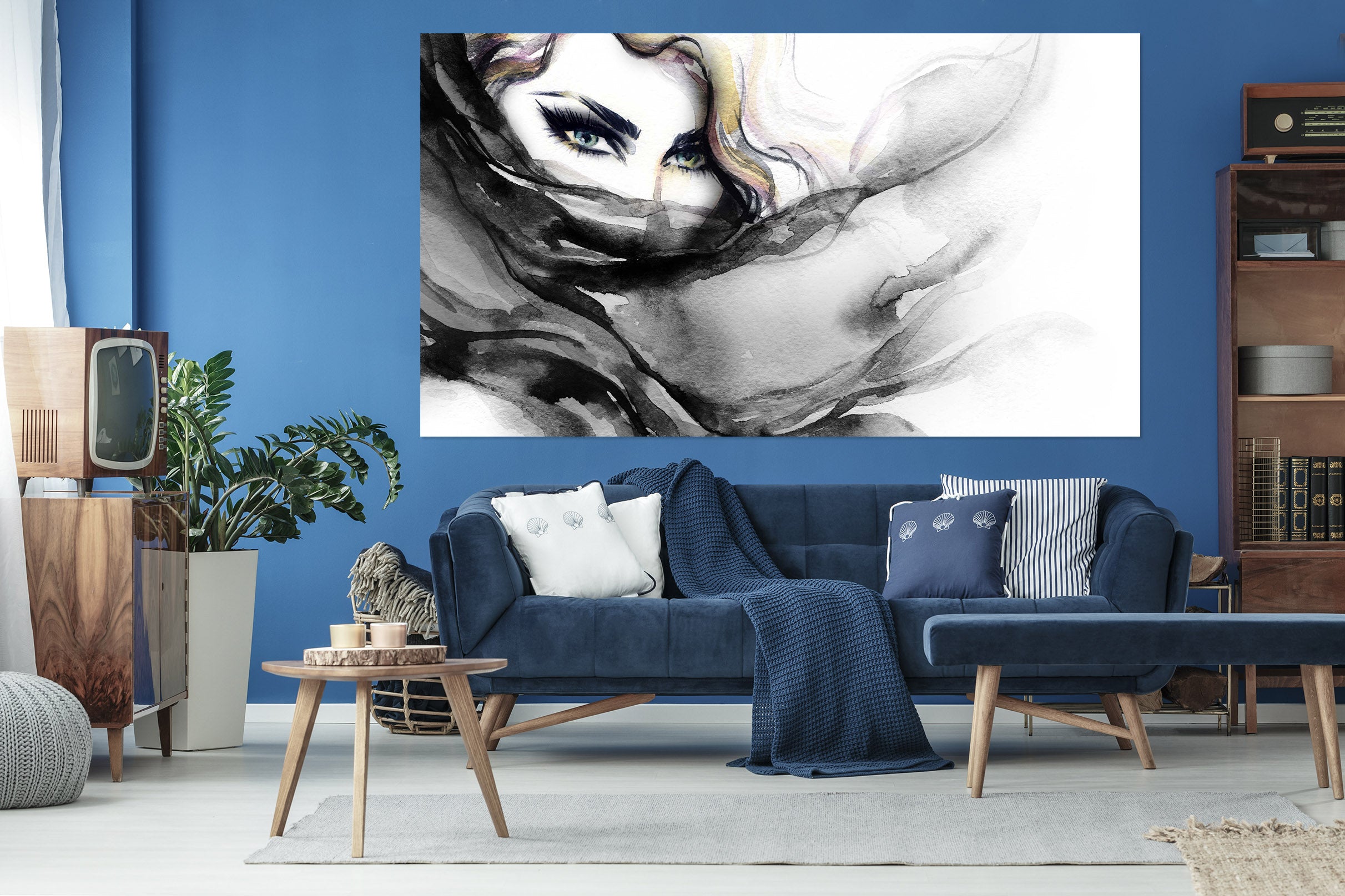 3D Ink Painting Woman 1042 Wall Sticker