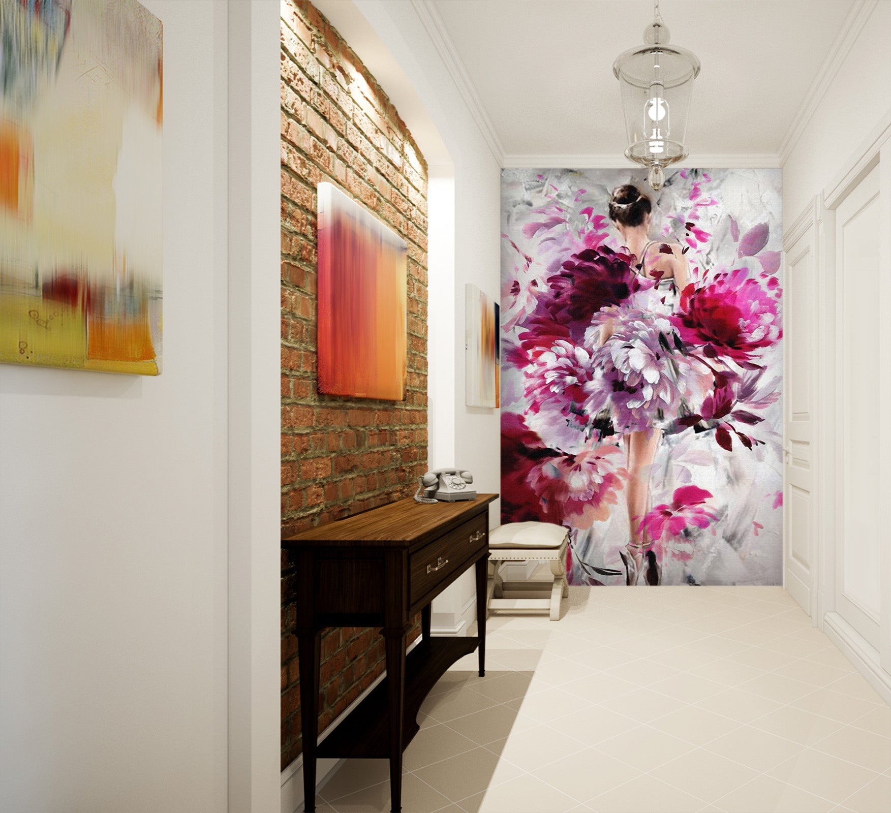 3D Peony Dress Woman 104 Wall Murals Wallpaper AJ Wallpaper