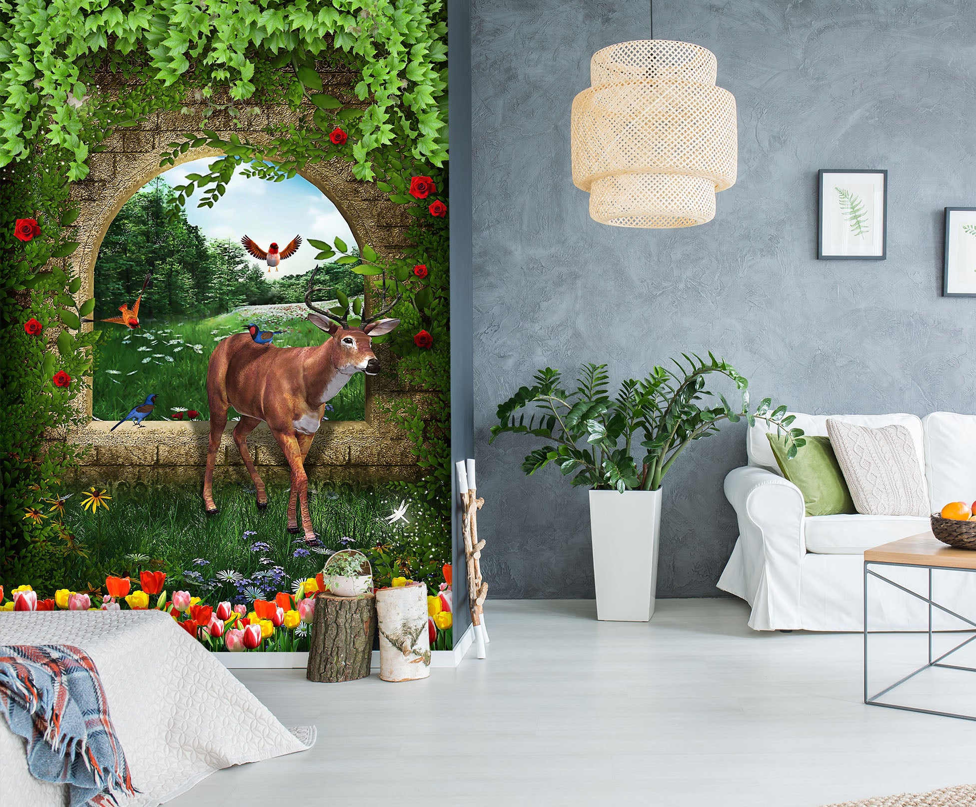 3D Forest Fawn 1963 Wall Murals