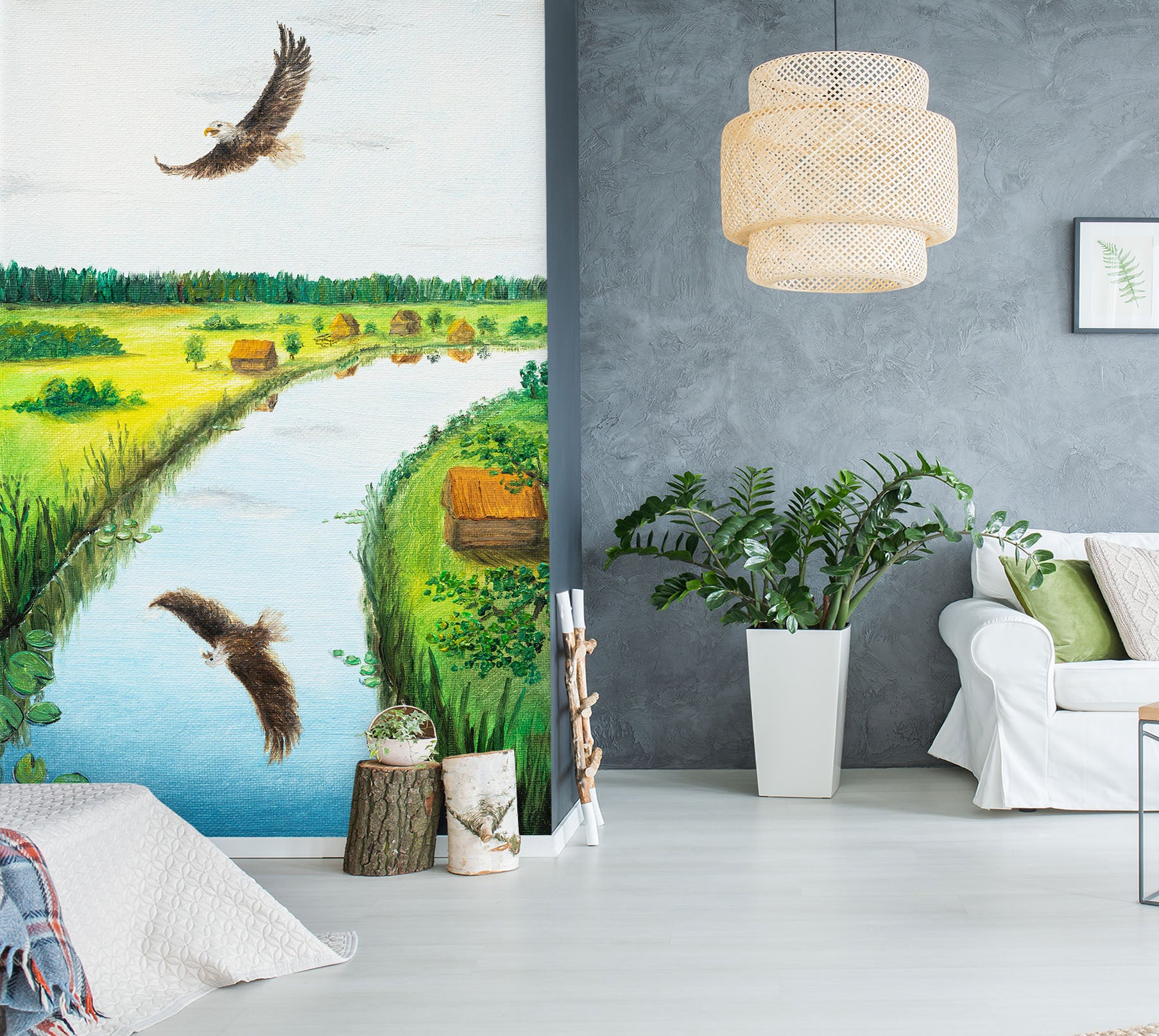 3D River Eagle 1859 Marina Zotova Wall Mural Wall Murals