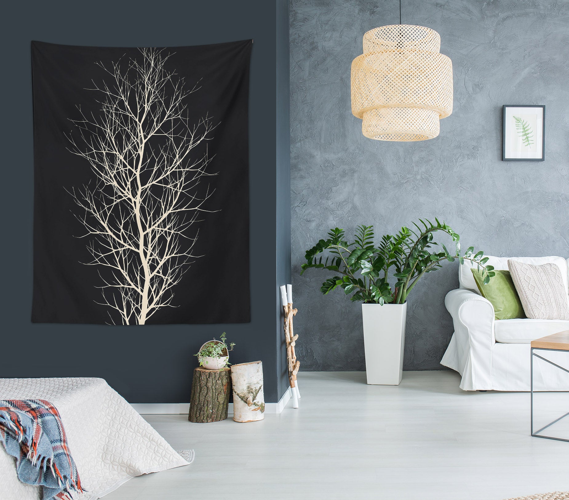 3D White Branch 5283 Boris Draschoff Tapestry Hanging Cloth Hang