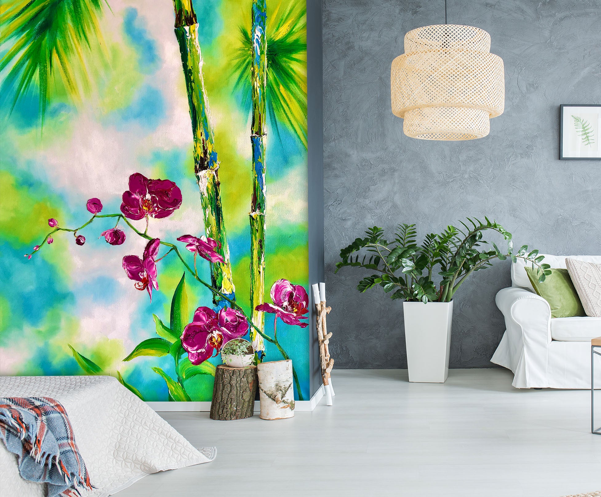 3D Bamboo Flower 294 Skromova Marina Wall Mural Wall Murals