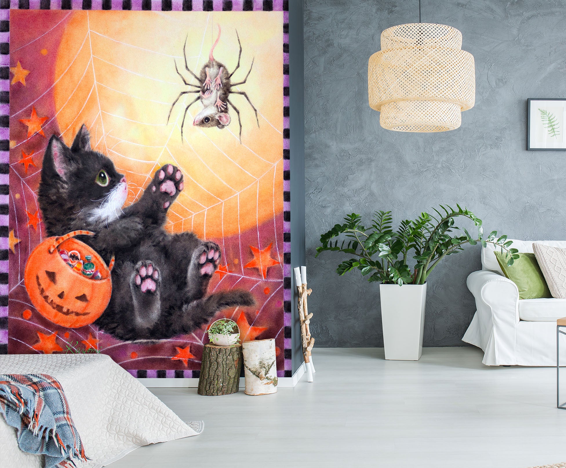 3D Halloween Black Cat 5570 Kayomi Harai Wall Mural Wall Murals
