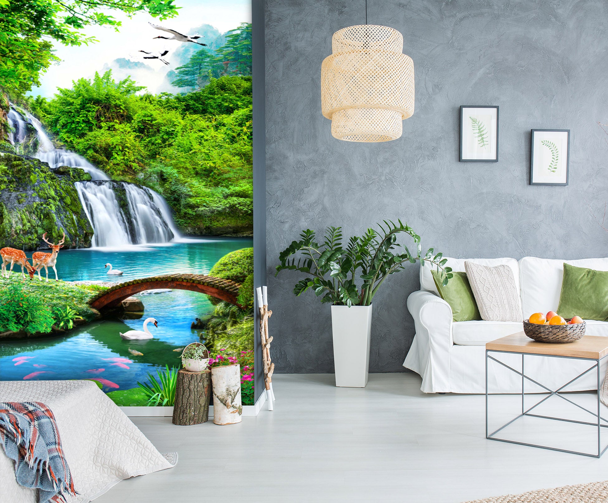 3D Forest Lake 1970 Wall Murals