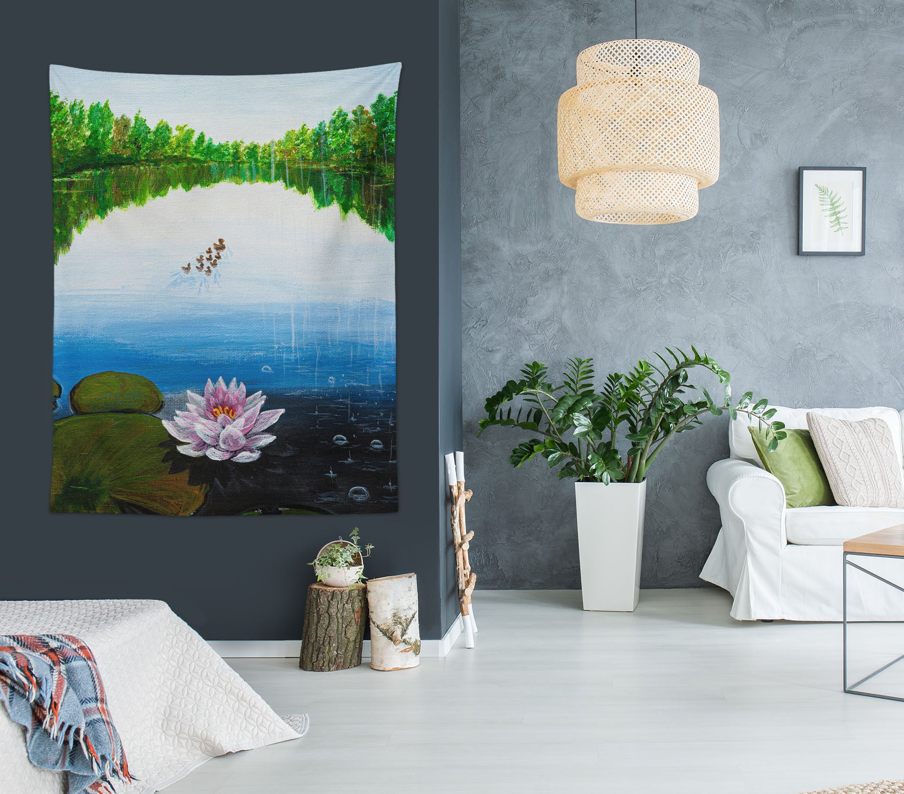3D Lotus Pond 5292 Marina Zotova Tapestry Hanging Cloth Hang