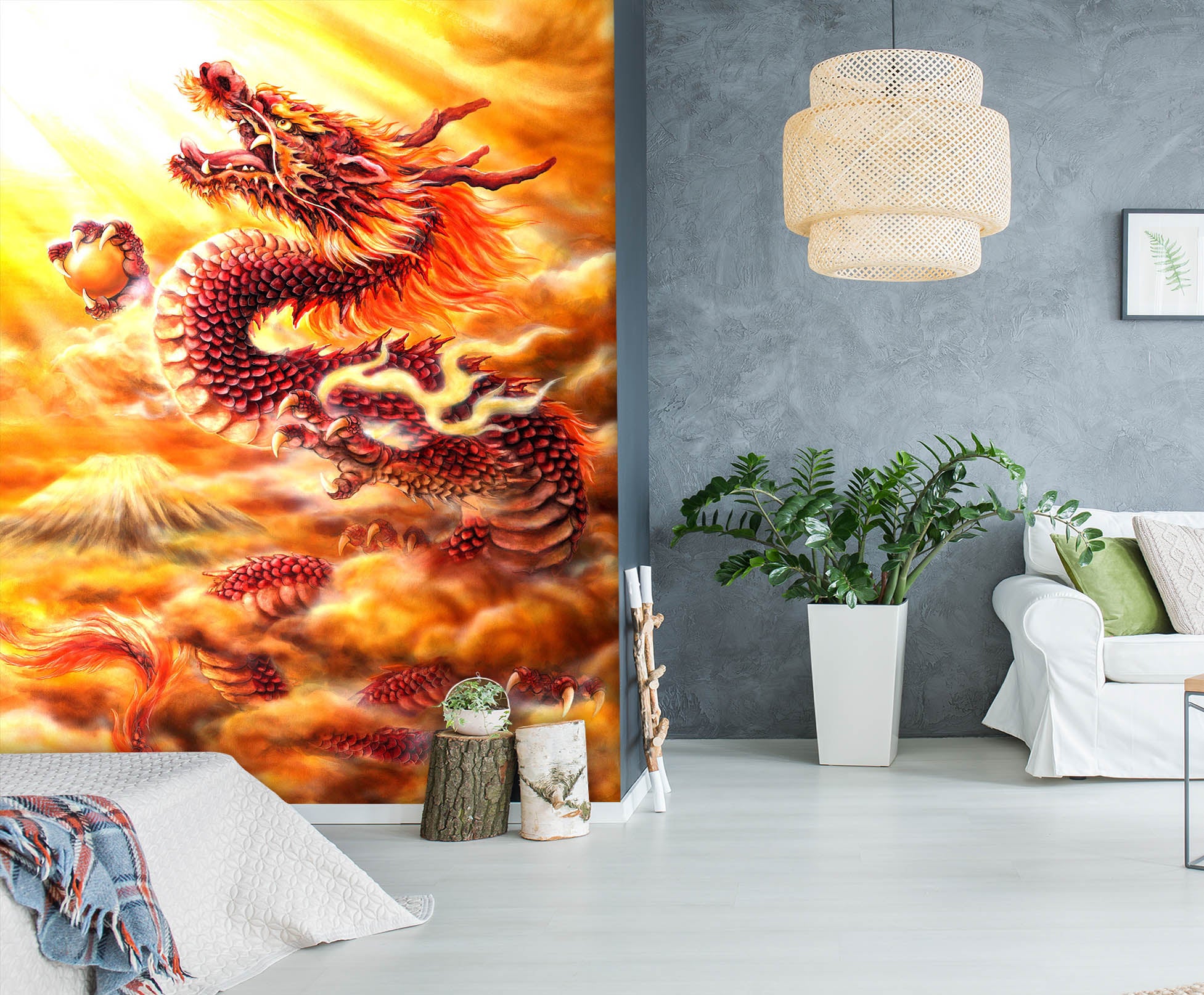 3D Red Dragon 5567 Kayomi Harai Wall Mural Wall Murals
