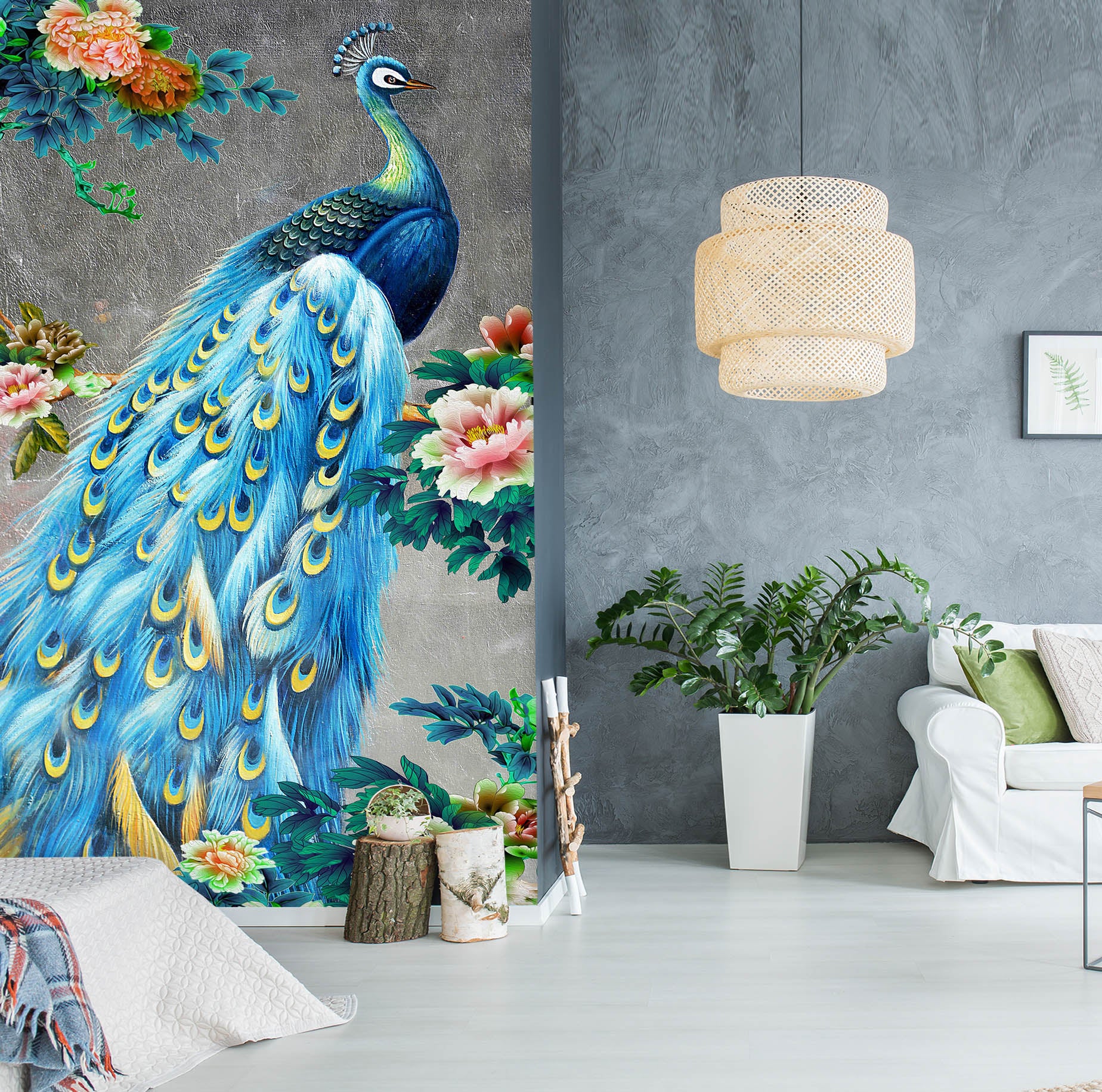 3D Color Peacock 1839 Wall Murals