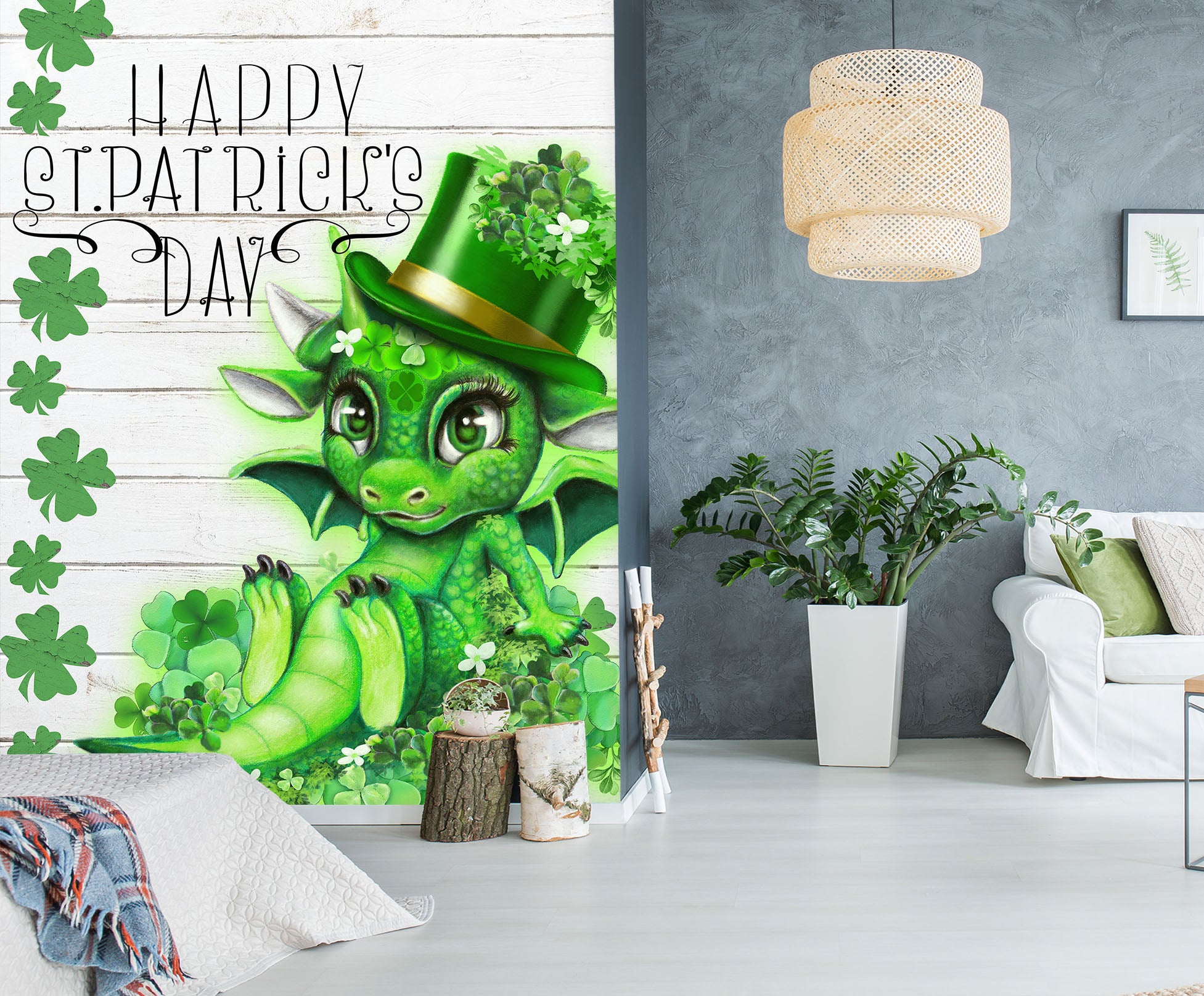 3D Clover Dragon 8468 Sheena Pike Wall Mural Wall Murals