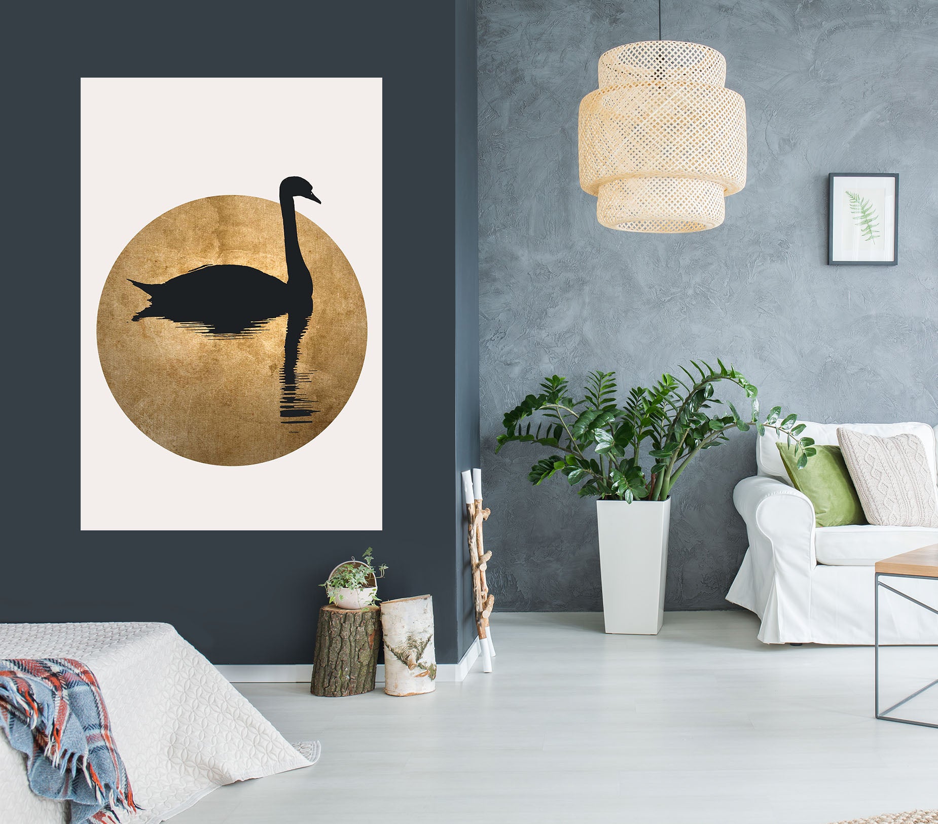 3D Swan Swimming 227 Boris Draschoff Wall Sticker