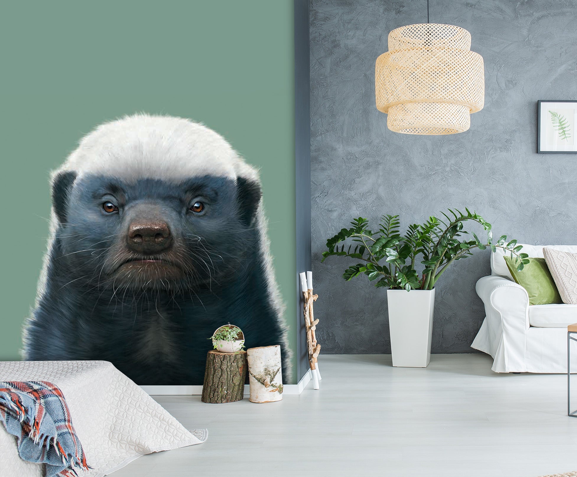 3D Honey Badger Portrait 1521 Wall Murals Exclusive Designer Vincent Wallpaper AJ Wallpaper 2