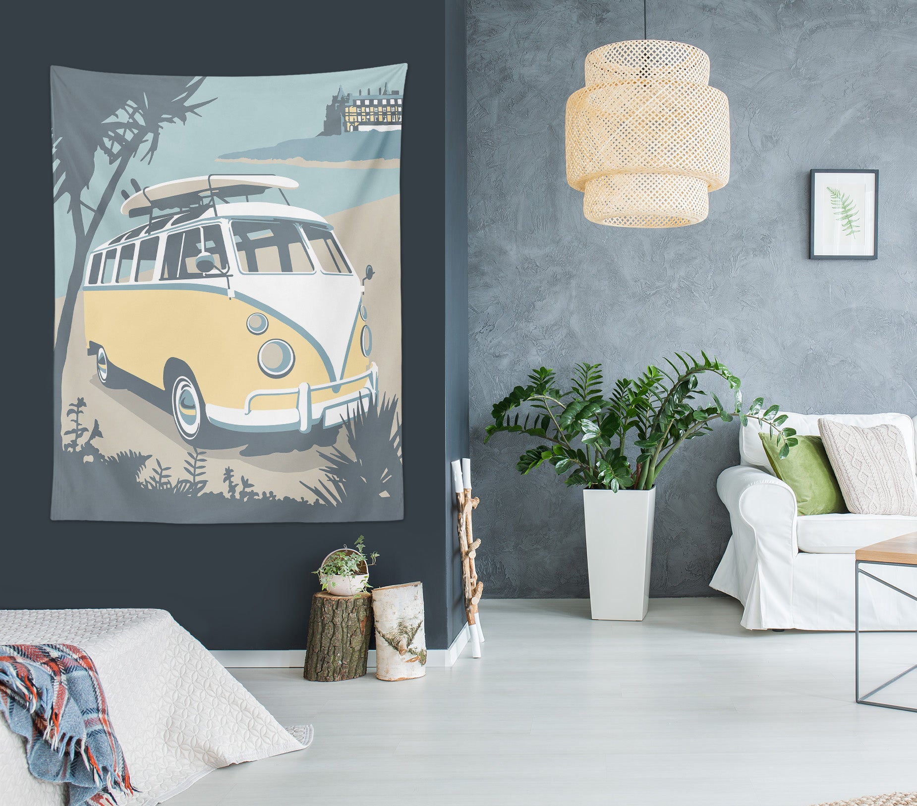 3D Beach Bus 5352 Steve Read Tapestry Hanging Cloth Hang